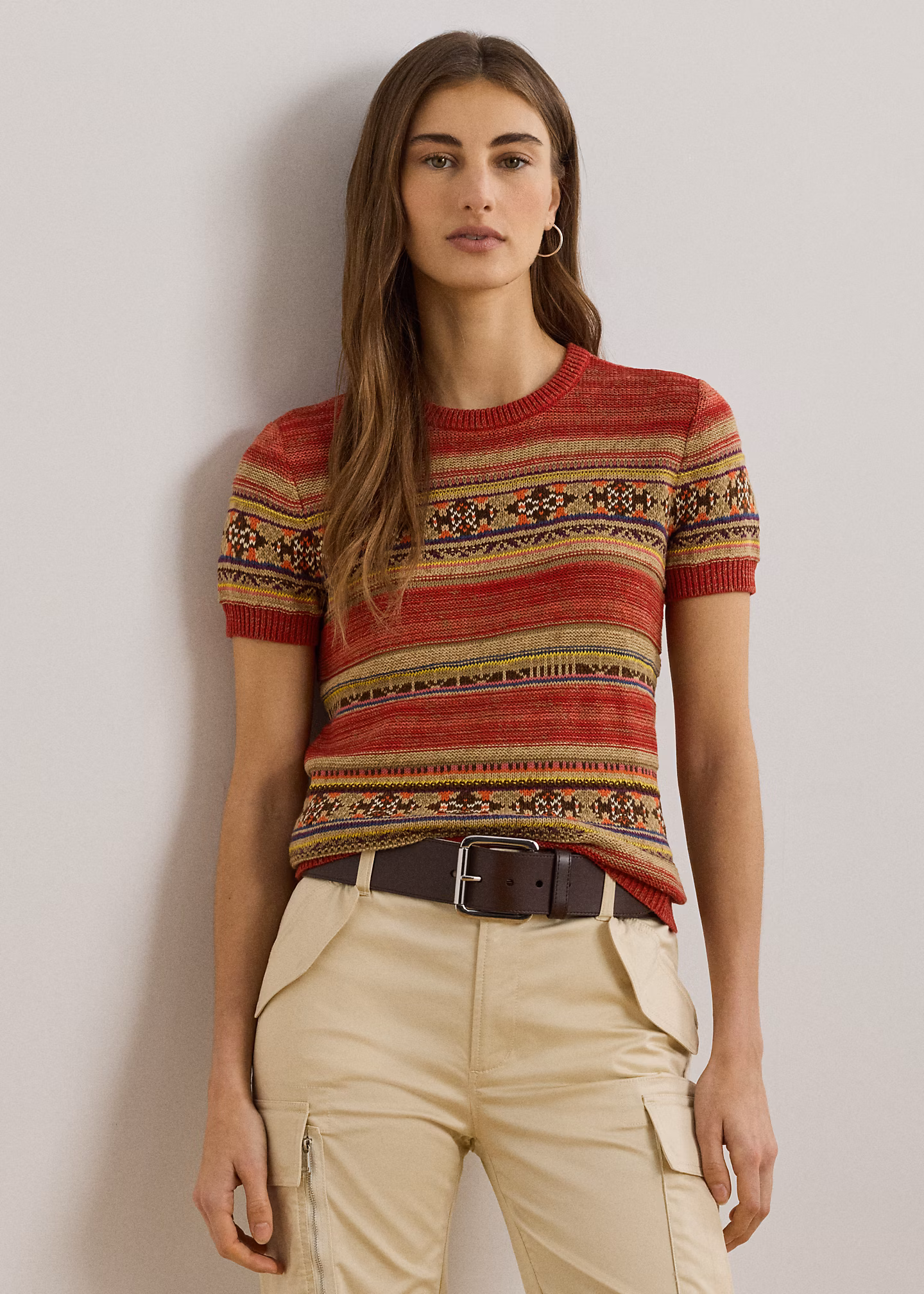 Kurzärmliger Pullover mit Geo-Streifen - RALPH LAUREN OUTLET