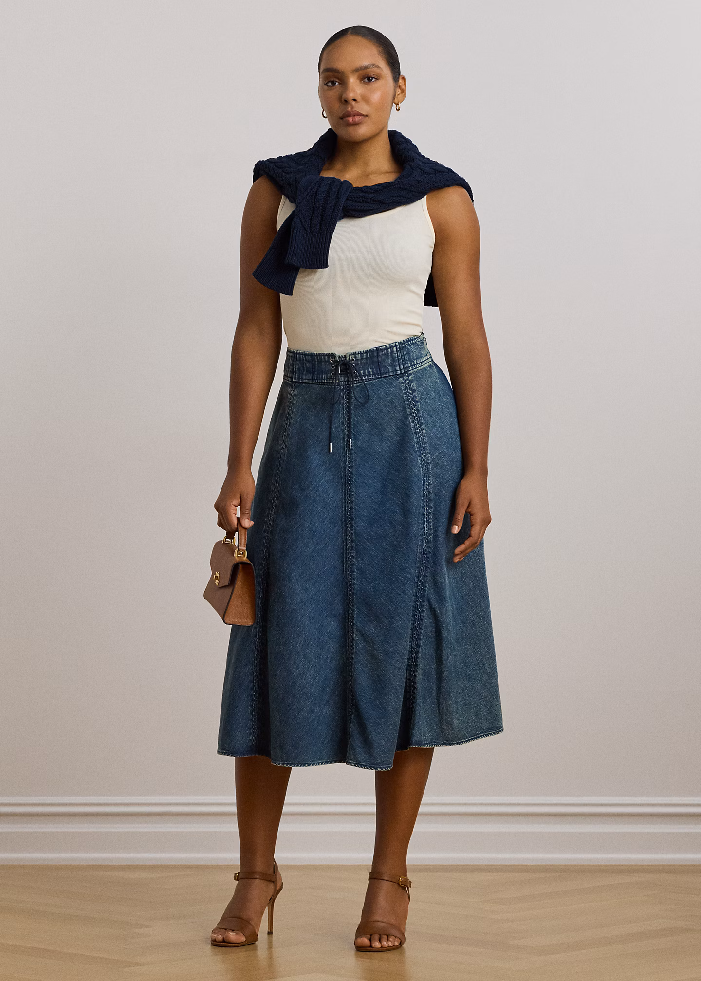 Denim-Midirock mit Tunnelzug - RALPH LAUREN OUTLET