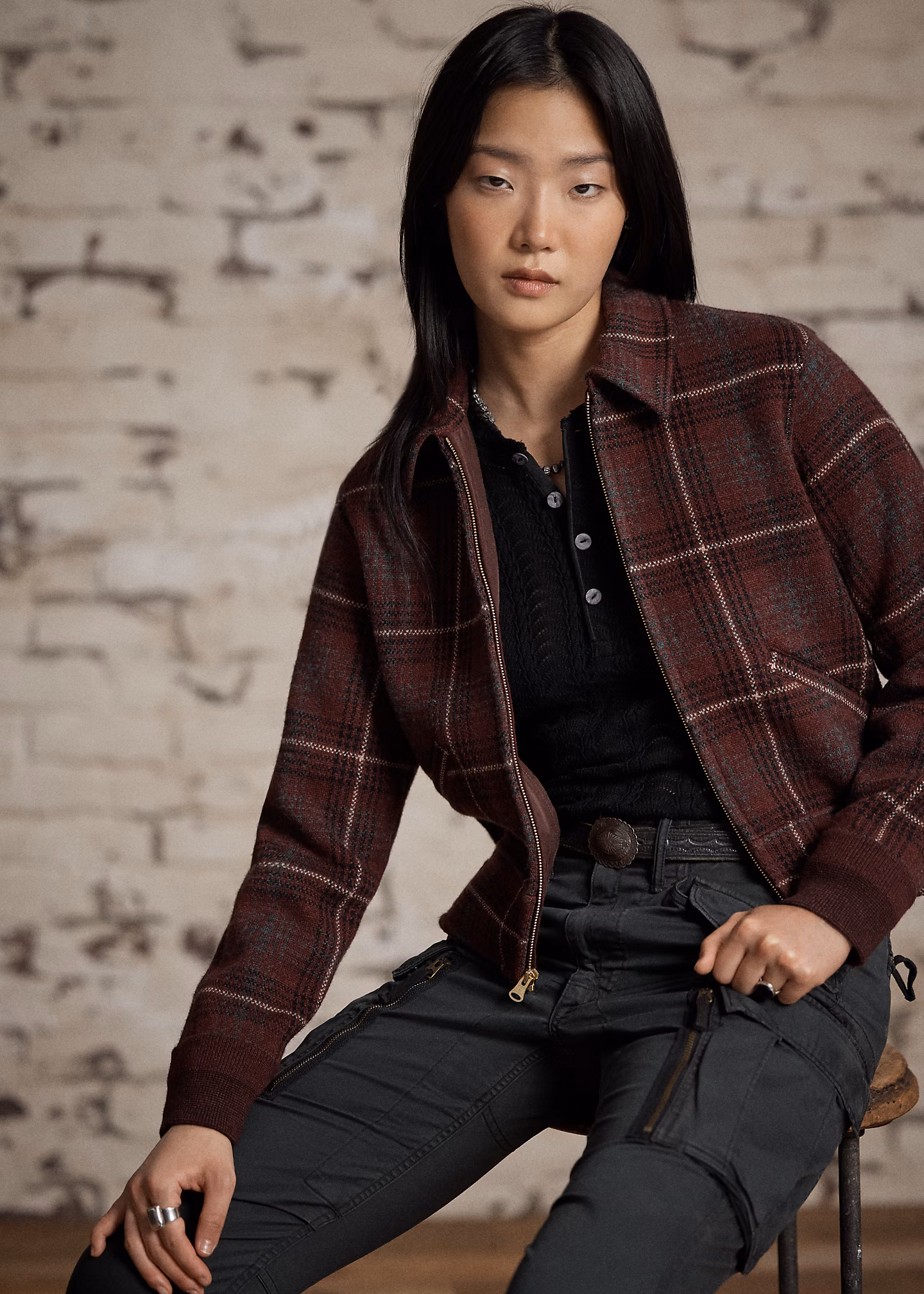 Karierte Pulloverjacke aus Wolle - RALPH LAUREN OUTLET