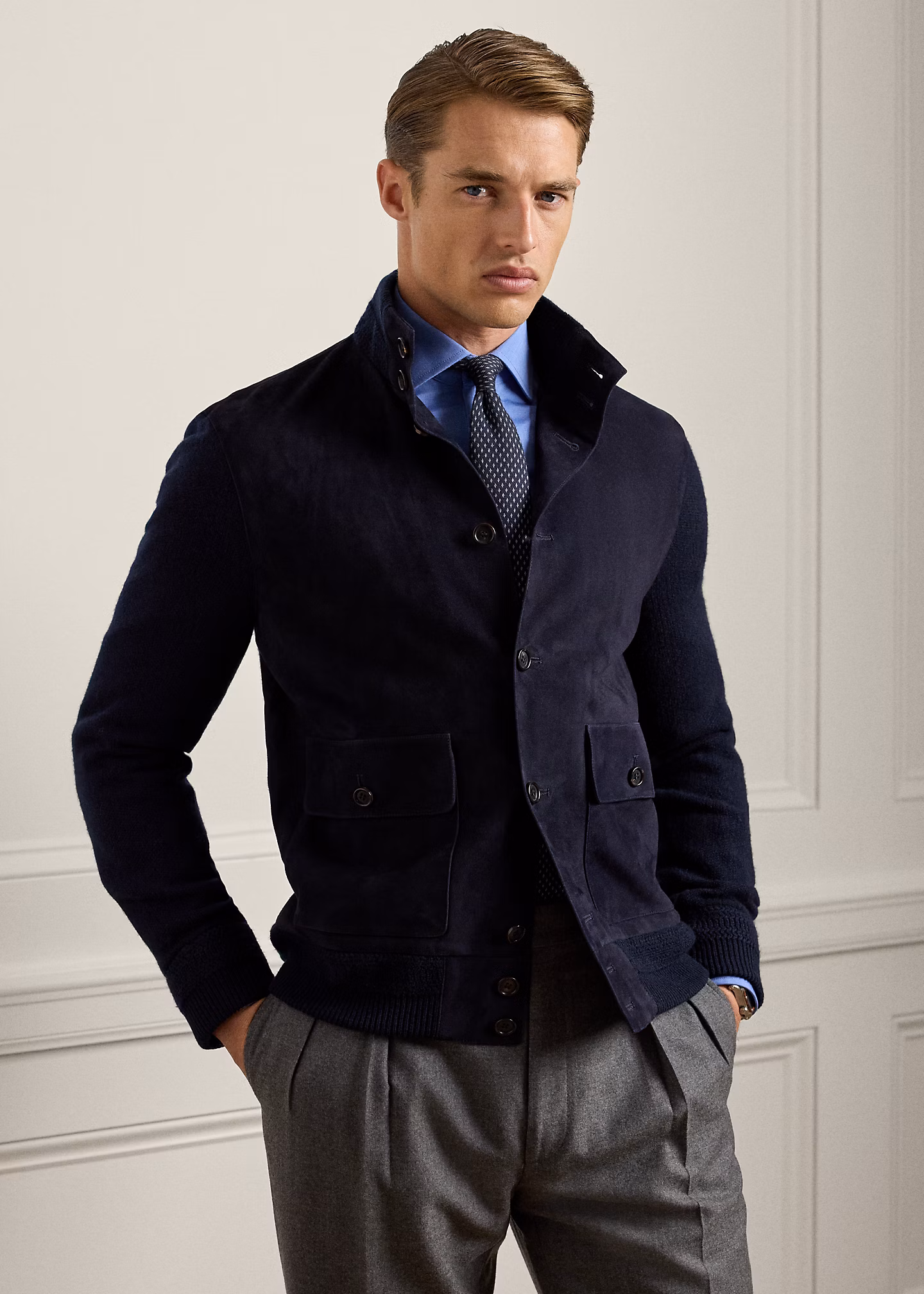 Kaschmirstrickjacke mit Wildleder - RALPH LAUREN OUTLET