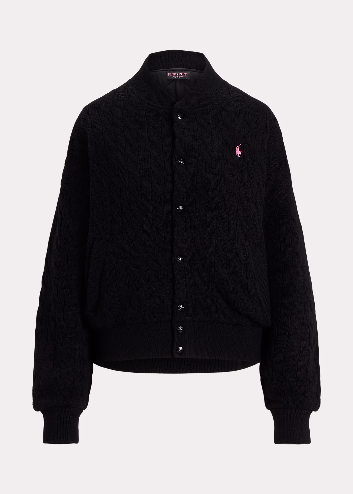 Zopfmuster-Baseballjacke mit Pink Pony - RALPH LAUREN OUTLET