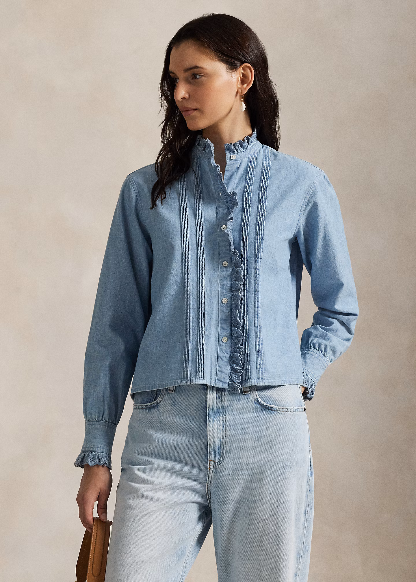 Chambray-Oberteil mit Rüschenbesatz - RALPH LAUREN OUTLET