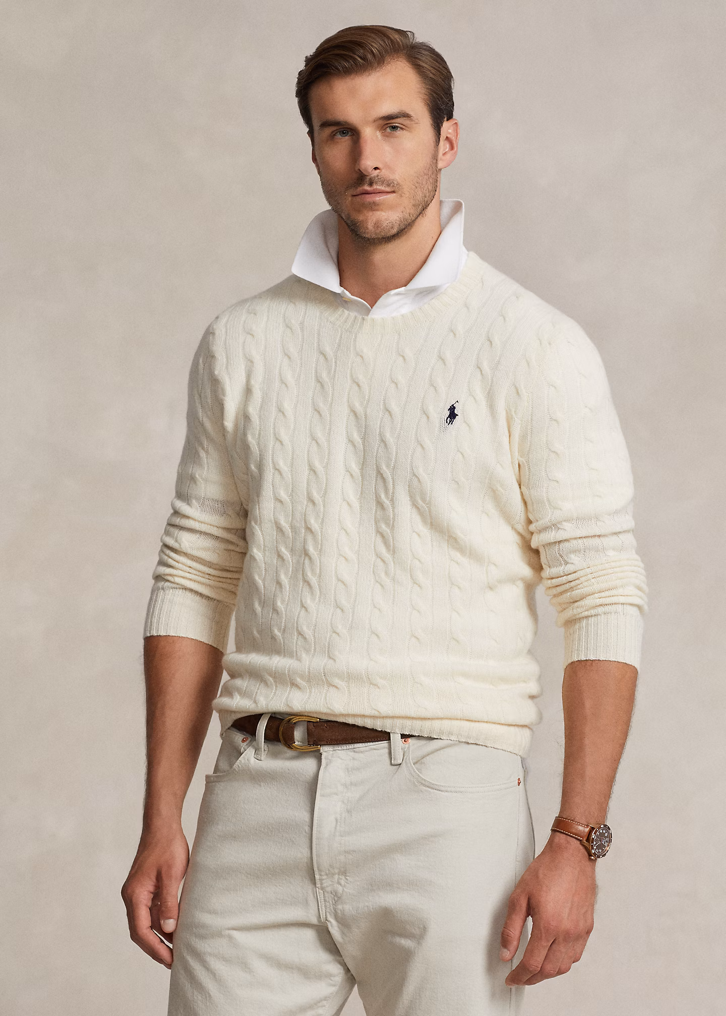Woll-Kaschmir-Pullover mit Zopfmuster - RALPH LAUREN OUTLET