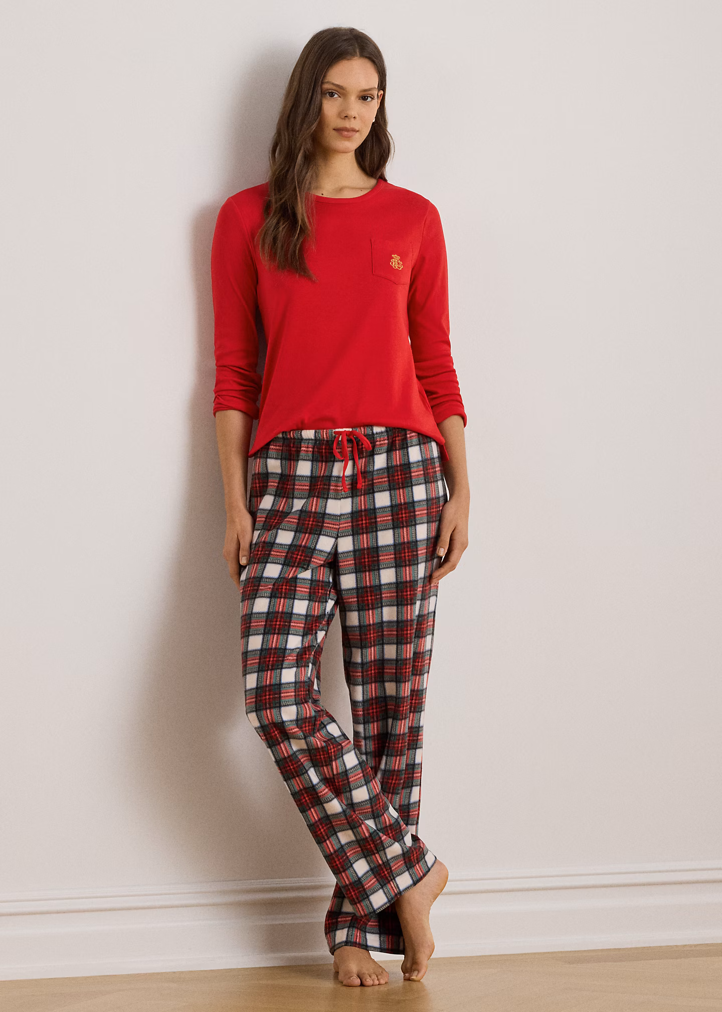 Kariertes Fleece-Rippenstrick-Pyjamaset - RALPH LAUREN OUTLET