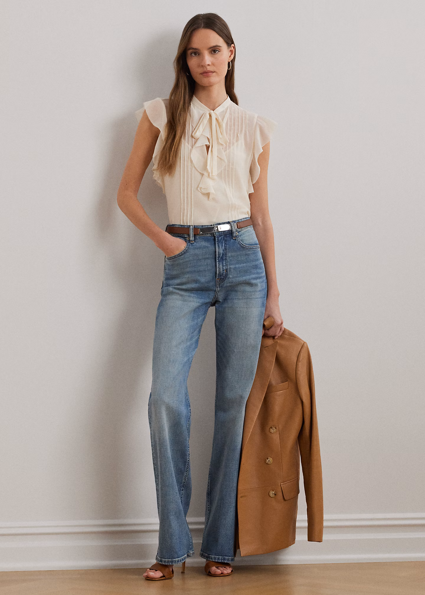 Bluse mit Biesen und Bindedetail - RALPH LAUREN OUTLET