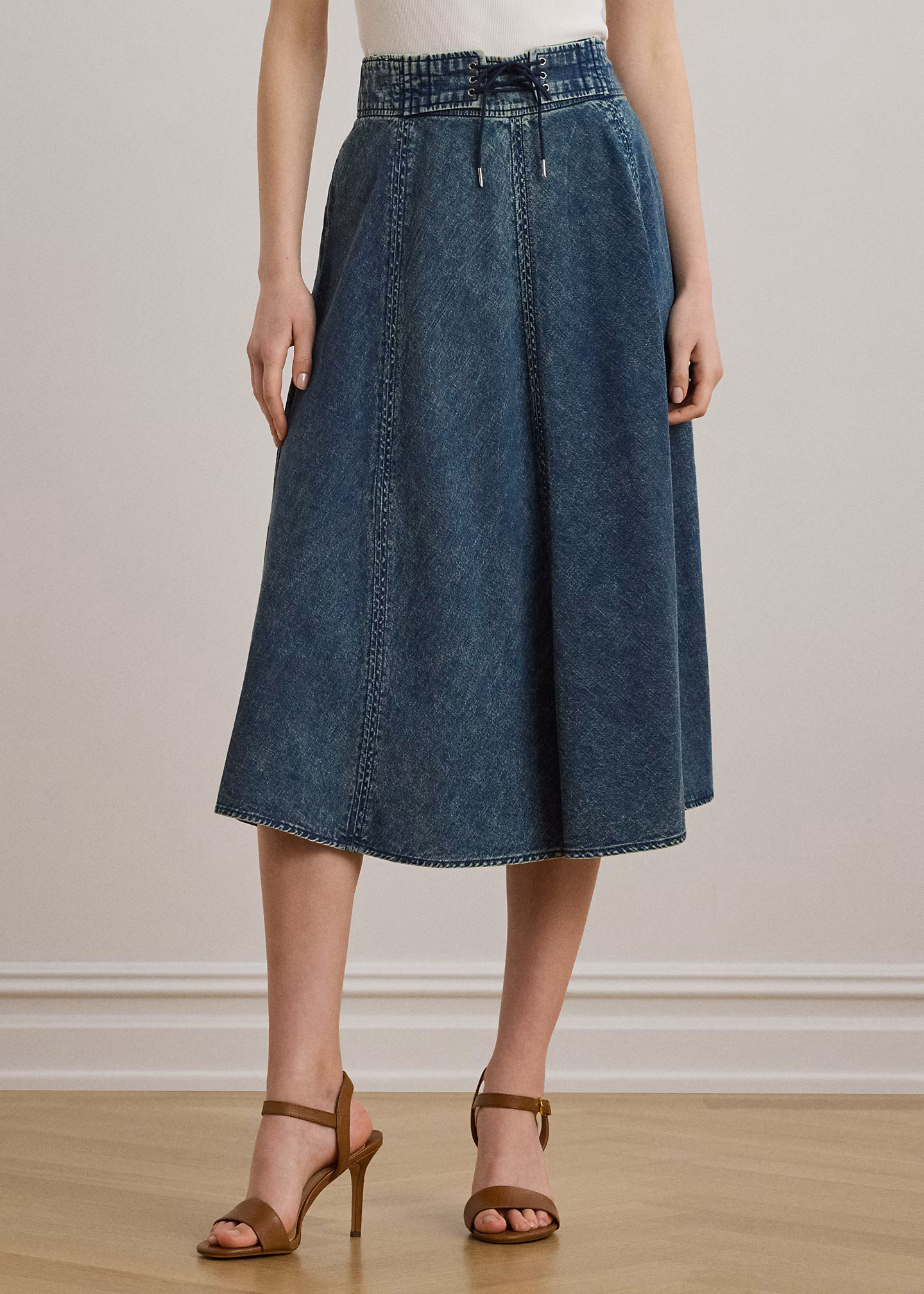 Denim-Midirock mit Tunnelzug - RALPH LAUREN OUTLET