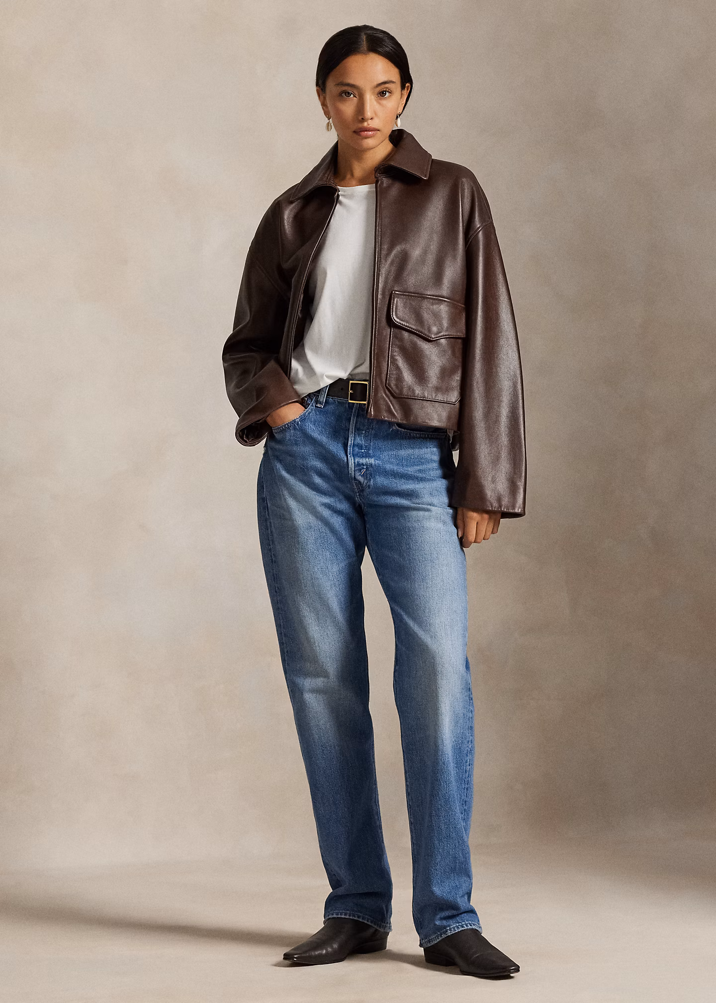 Verkürzte Lederjacke - RALPH LAUREN OUTLET