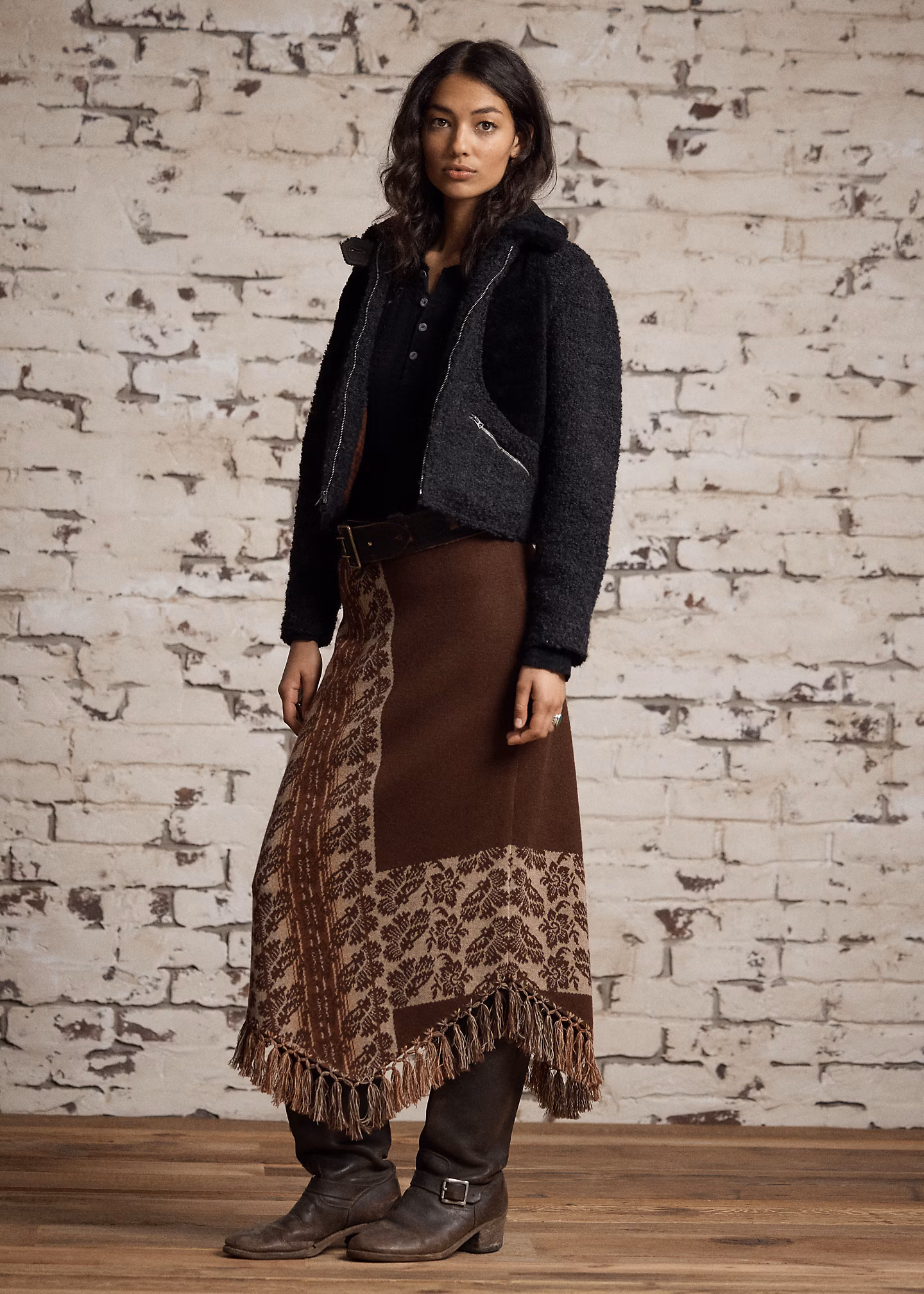 Jacquard-Wollrock mit Fransenbesatz - RALPH LAUREN OUTLET