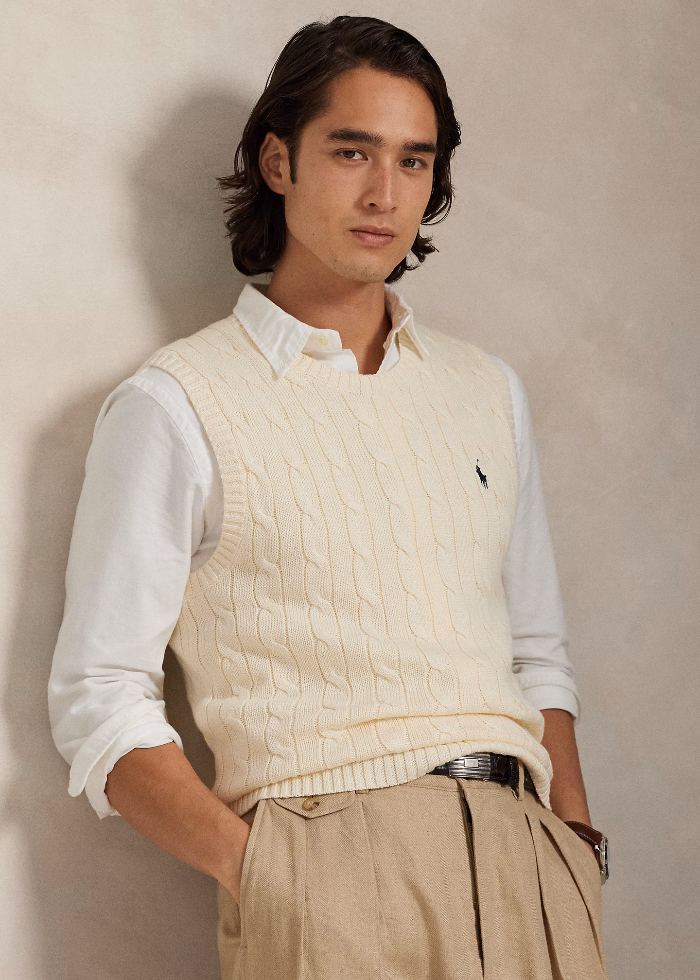 Baumwollpullunder mit Zopfmuster - RALPH LAUREN OUTLET