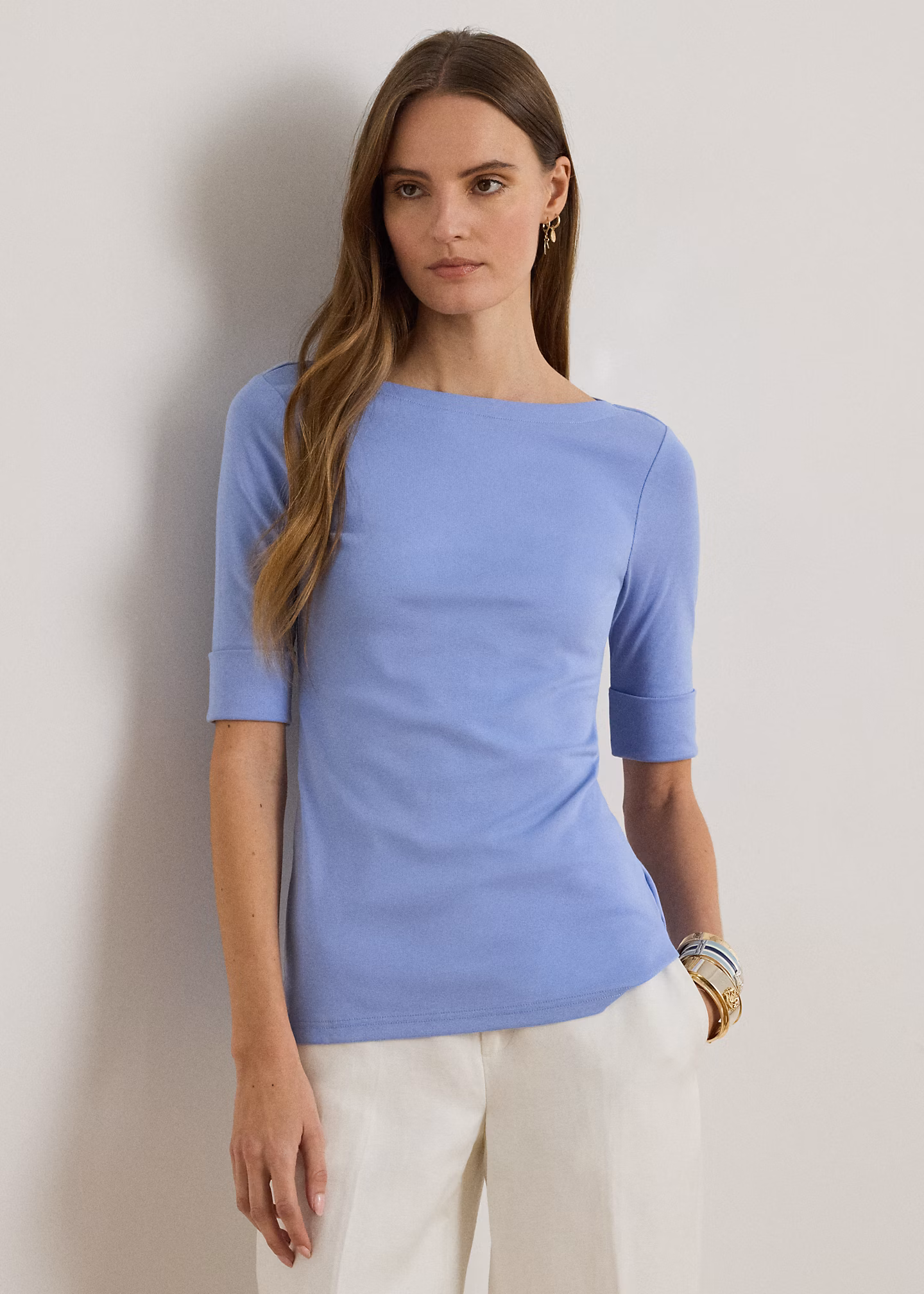 T-Shirt mit U-Boot-Ausschnitt - RALPH LAUREN OUTLET