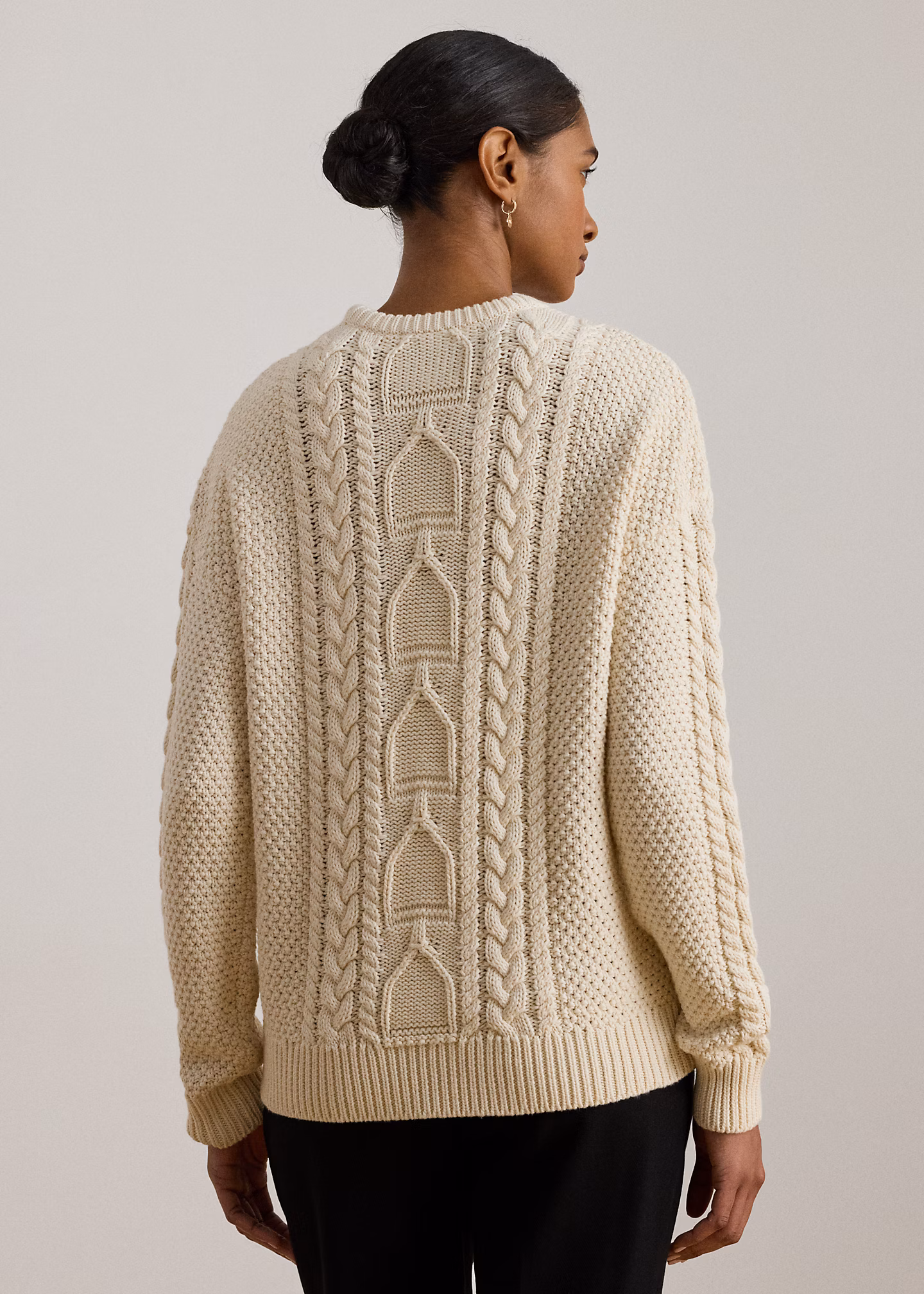 Baumwoll-Rundhalspullover mit Zopfmuster - RALPH LAUREN OUTLET