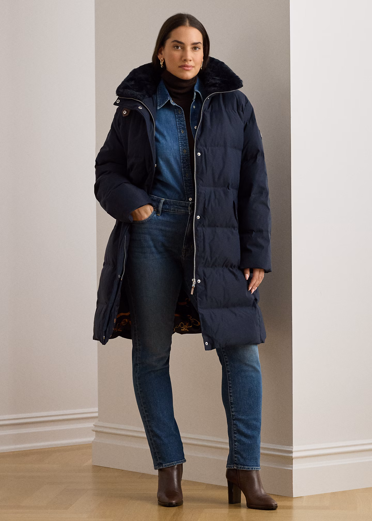 Daunenmantel mit Kunstpelzbesatz - RALPH LAUREN OUTLET