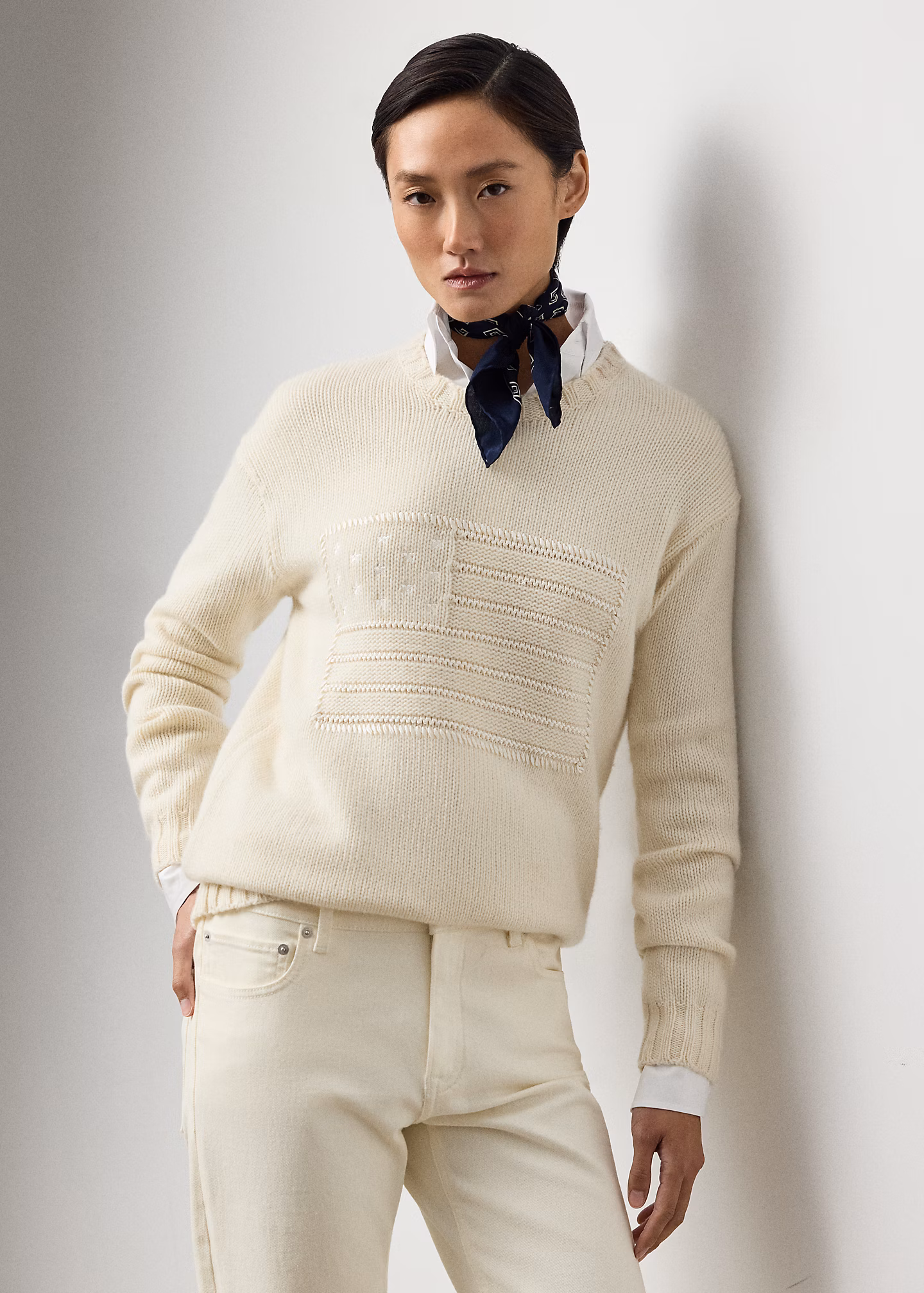 Kaschmir-Rundhalspullover mit US-Flagge - RALPH LAUREN OUTLET