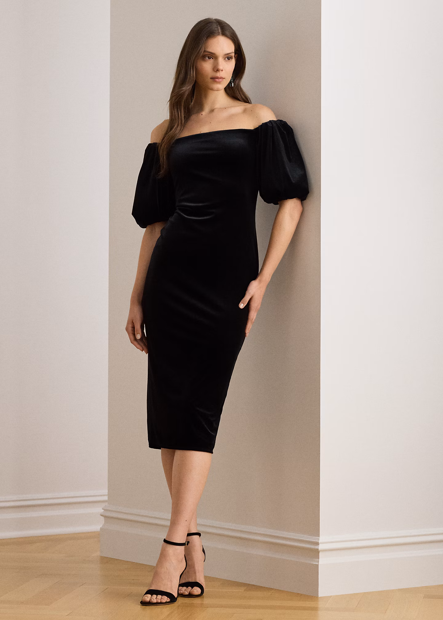 Samt-Cocktailkleid mit Ballonärmeln - RALPH LAUREN OUTLET