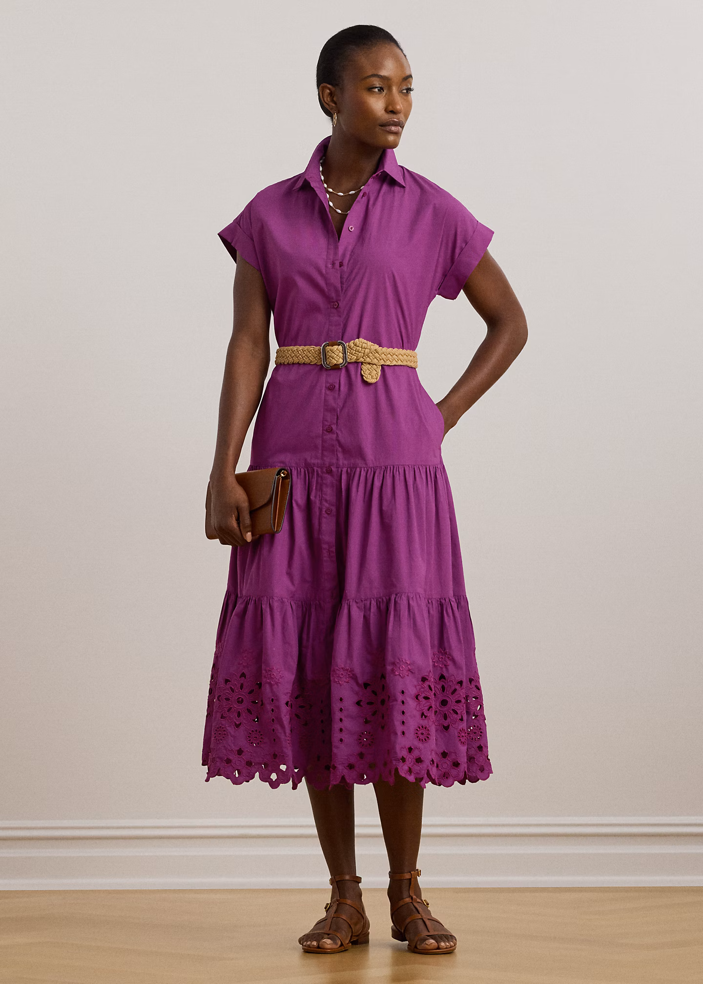 Gestuftes Hemdkleid mit Lochstickerei - RALPH LAUREN OUTLET