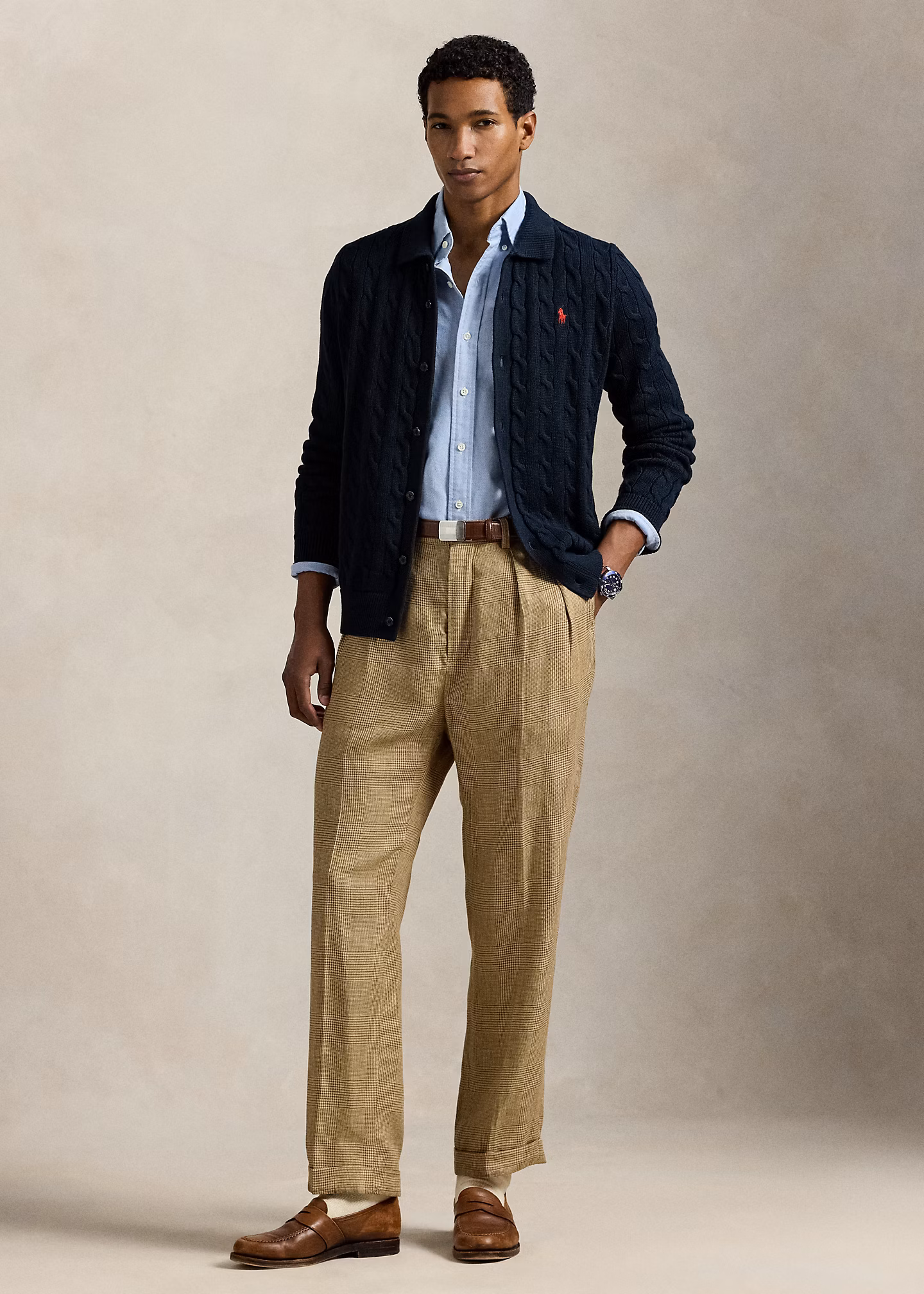 Baumwollstrickjacke mit Zopfmuster - RALPH LAUREN OUTLET