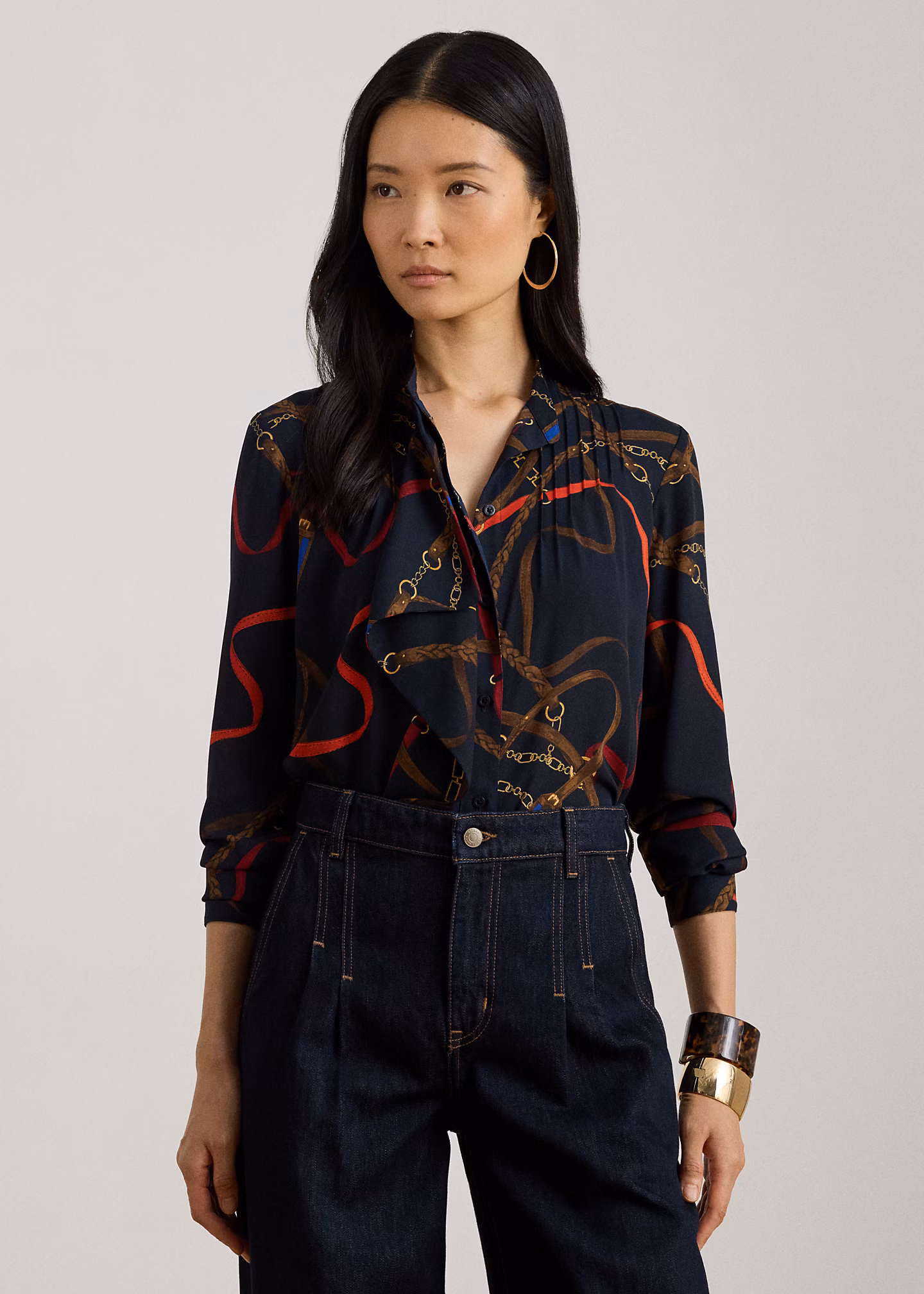 Bedrucktes Georgette-Hemd mit Rüschen - RALPH LAUREN OUTLET