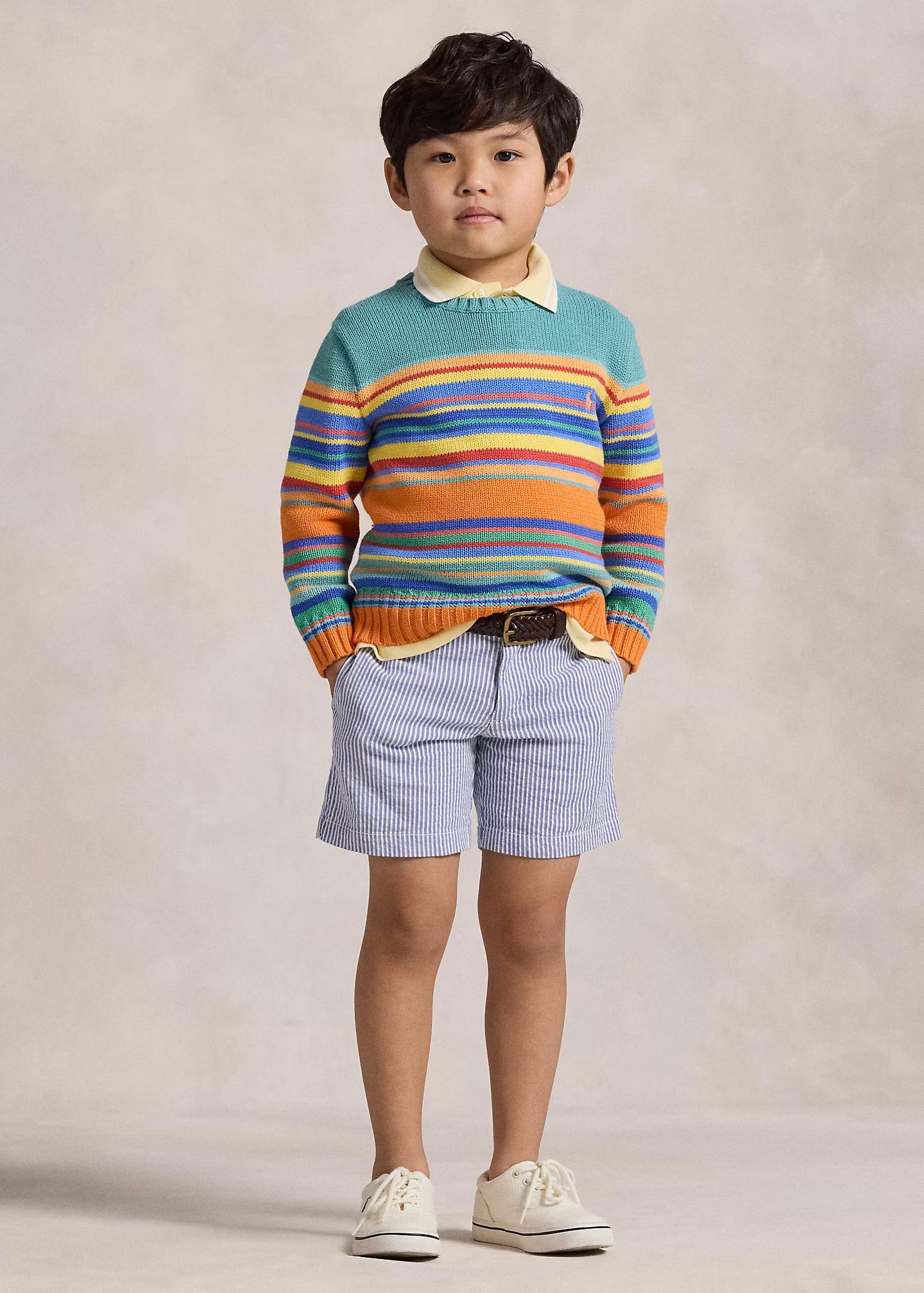 Stretch-Shorts aus Baumwoll-Seersucker - RALPH LAUREN OUTLET