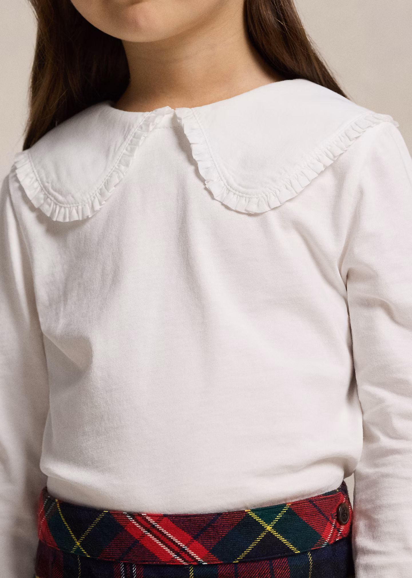 Baumwolljersey-T-Shirt mit Rüschen - RALPH LAUREN OUTLET