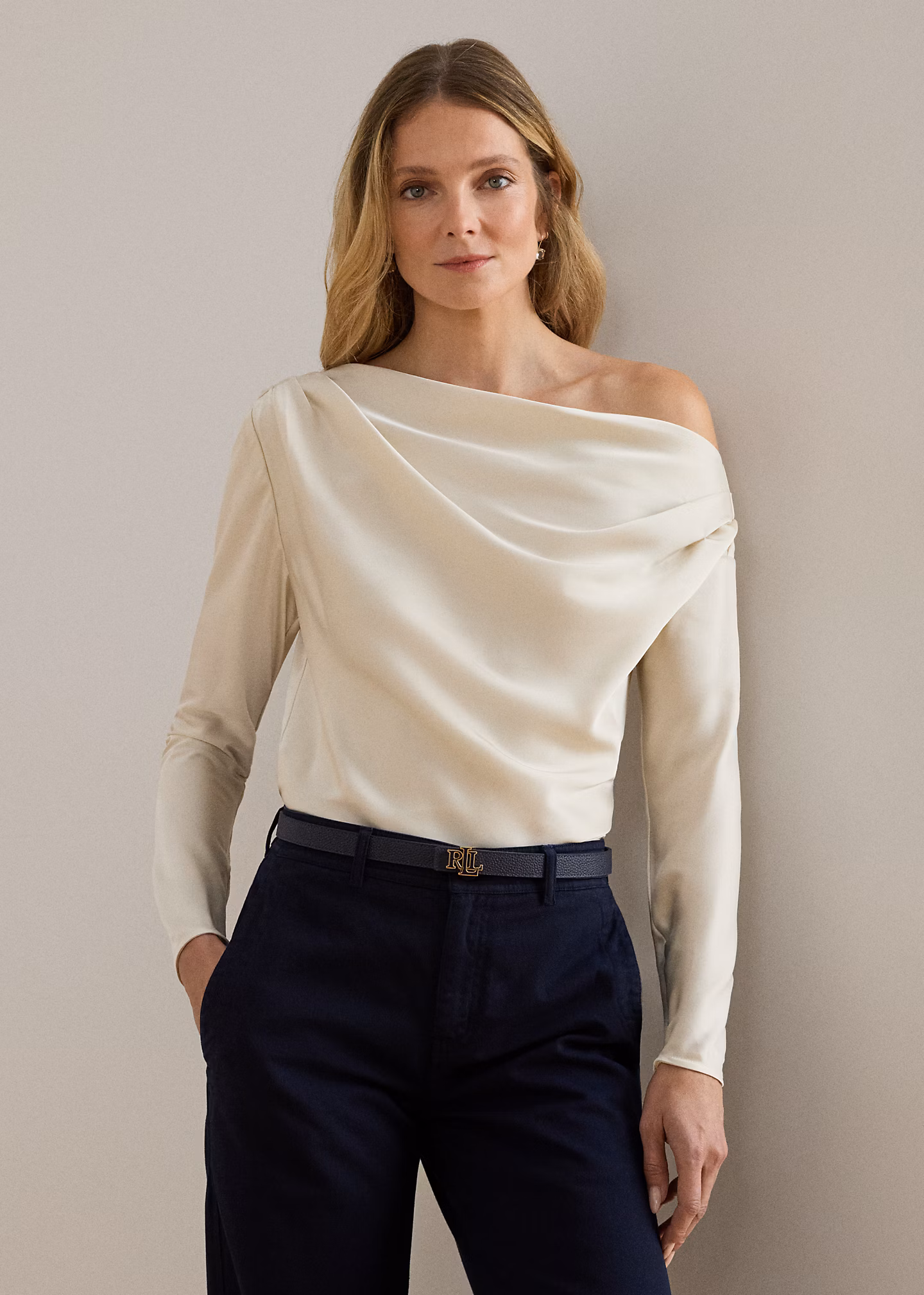 Schulterfreie Bluse aus Satin-Charmeuse - RALPH LAUREN OUTLET