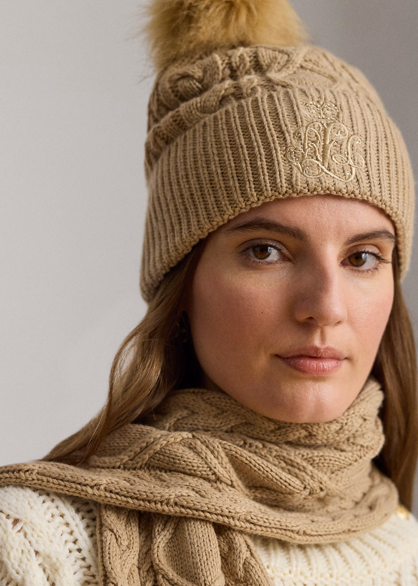 Gestickte Zopfmuster-Bommelmütze - RALPH LAUREN OUTLET