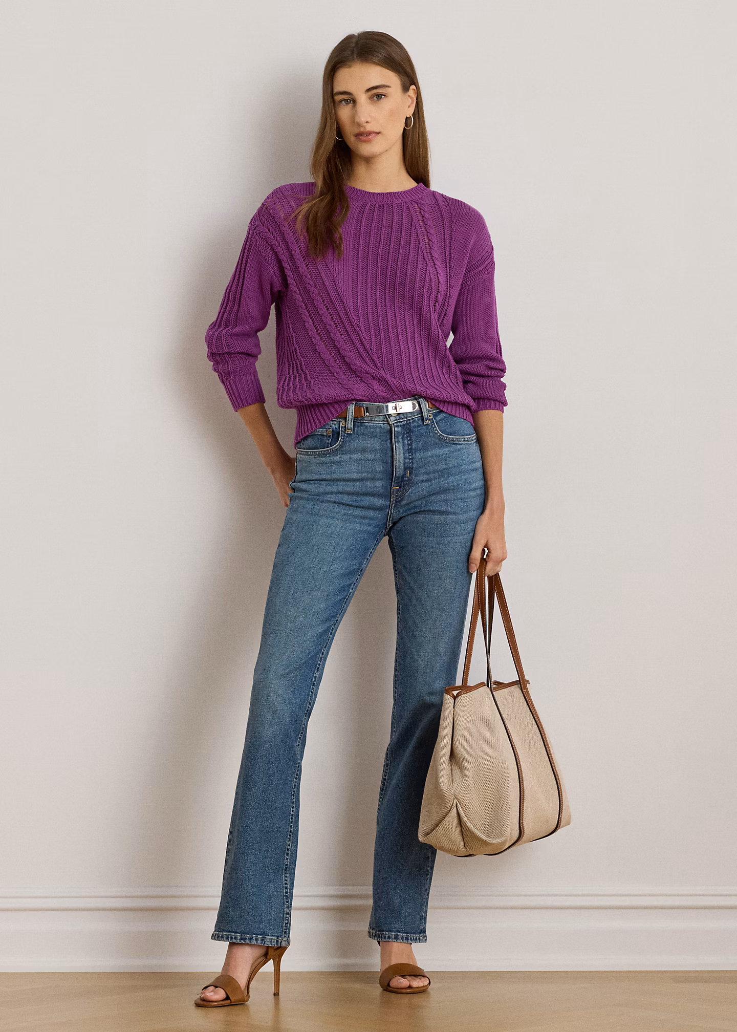 Baumwoll-Rundhalspullover mit Lochmuster - RALPH LAUREN OUTLET