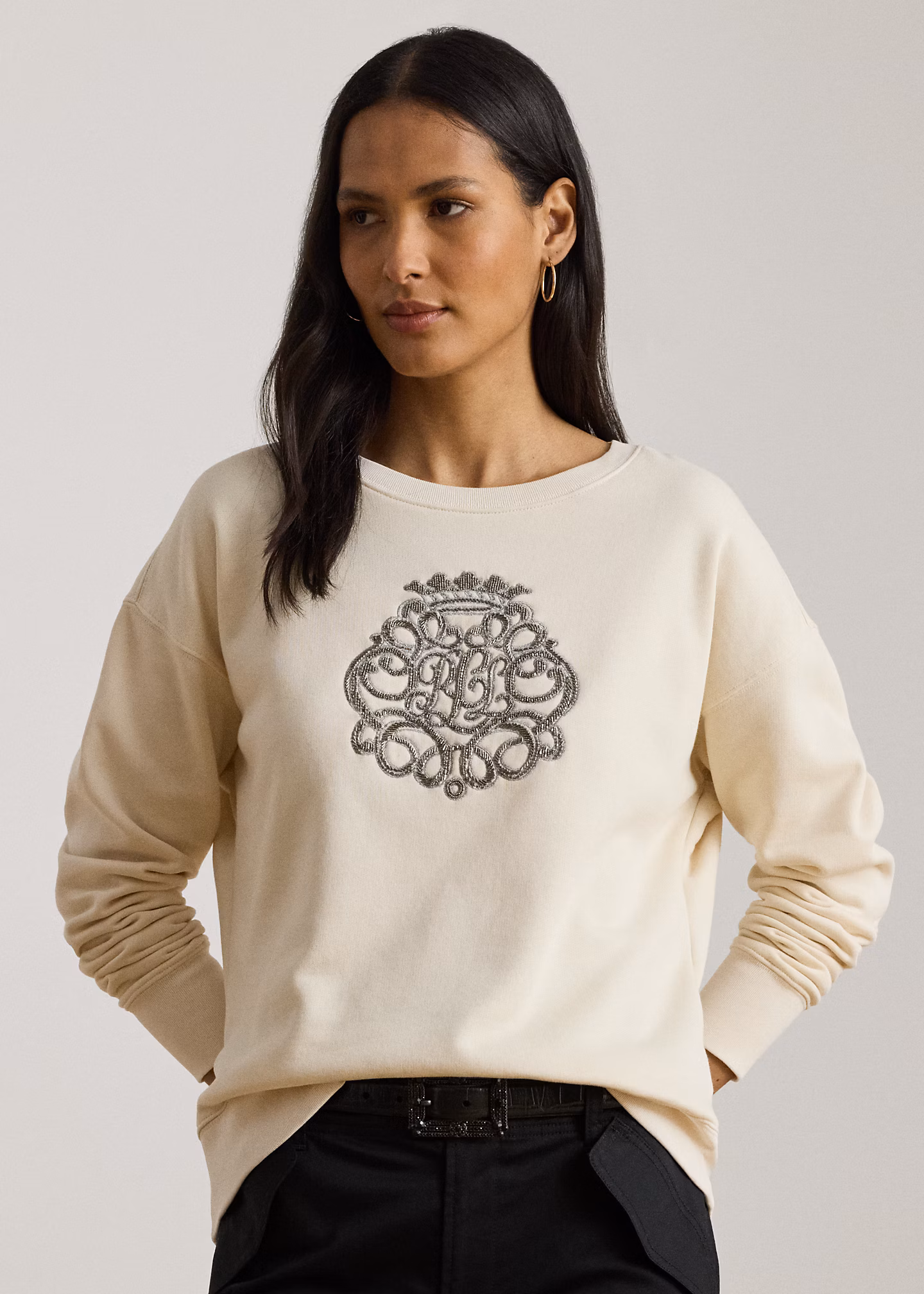 Fleece-Pullover mit Perlenwappen - RALPH LAUREN OUTLET