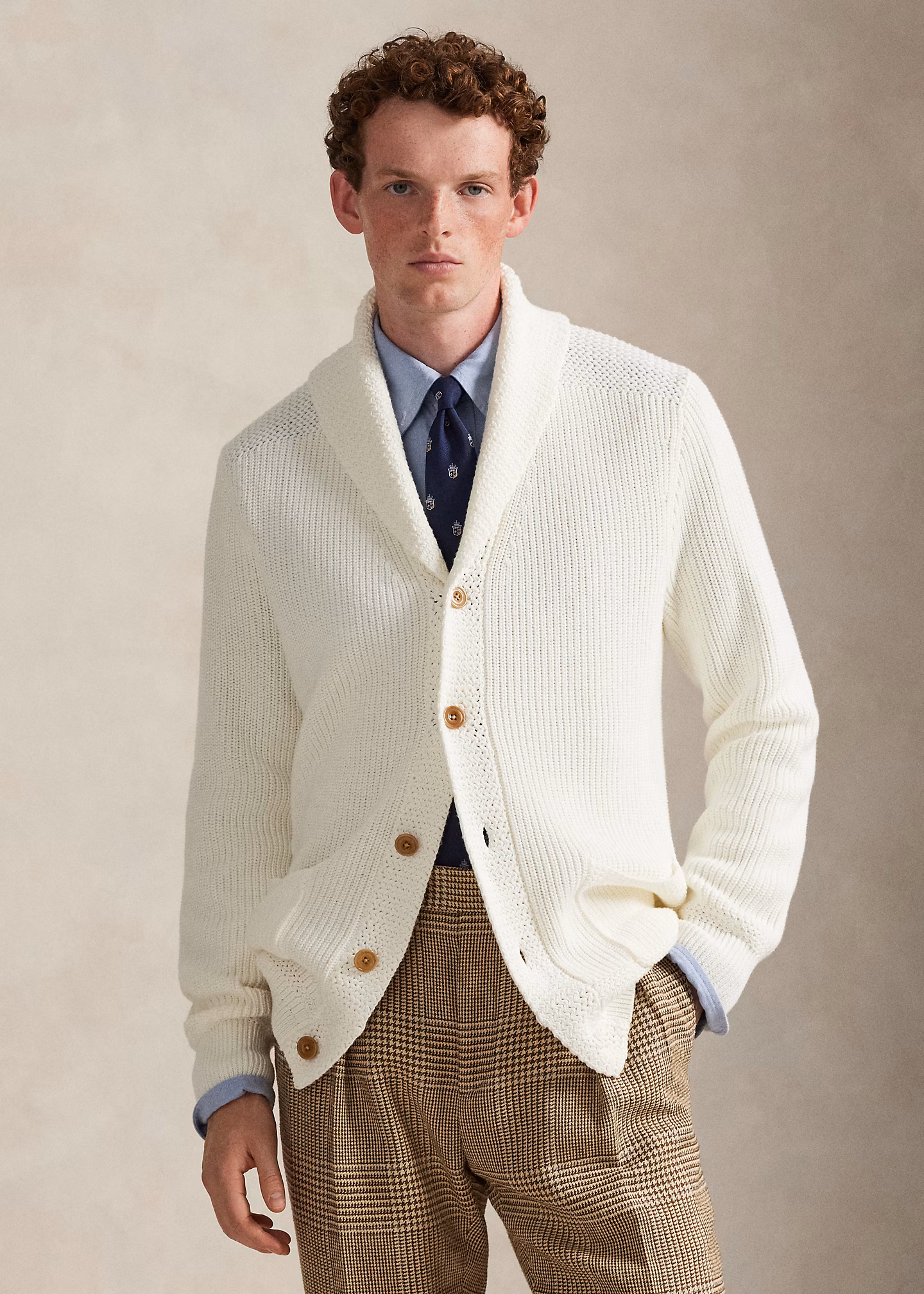 Baumwollstrickjacke mit Schalkragen - RALPH LAUREN OUTLET