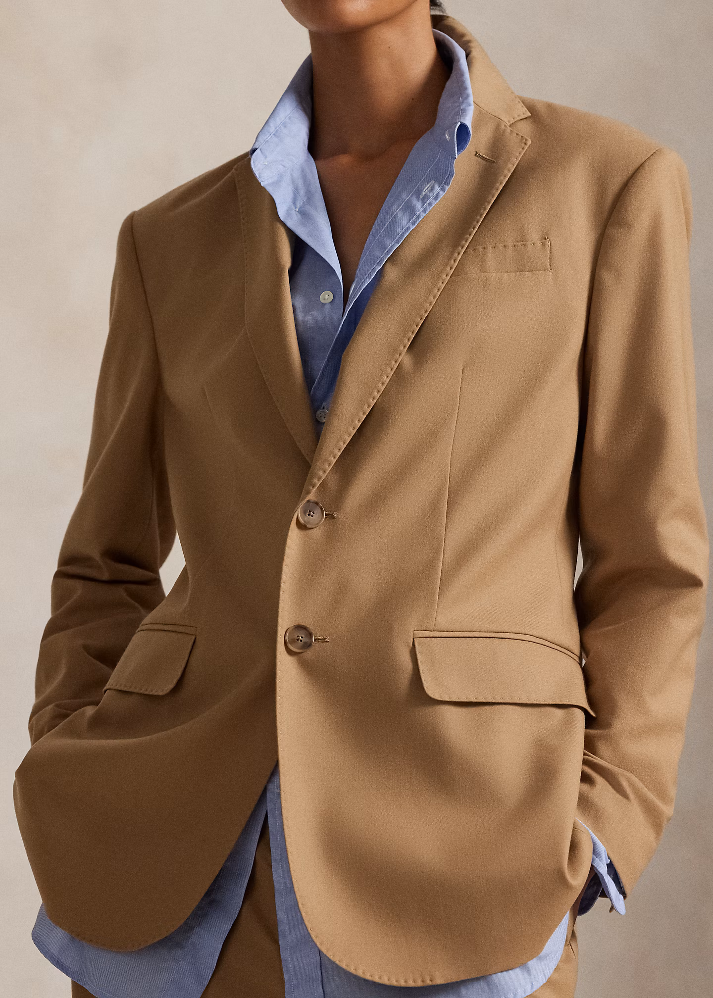 Stretch-Wollblazer mit zwei Knöpfen - RALPH LAUREN OUTLET