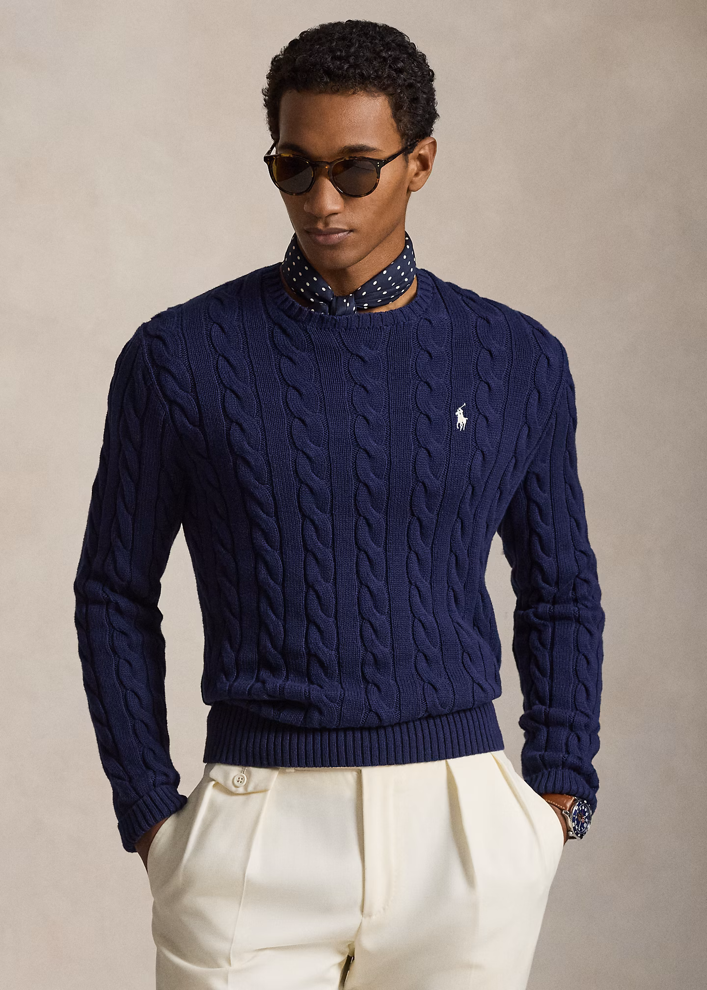 Baumwollpullover mit Zopfmuster - RALPH LAUREN OUTLET
