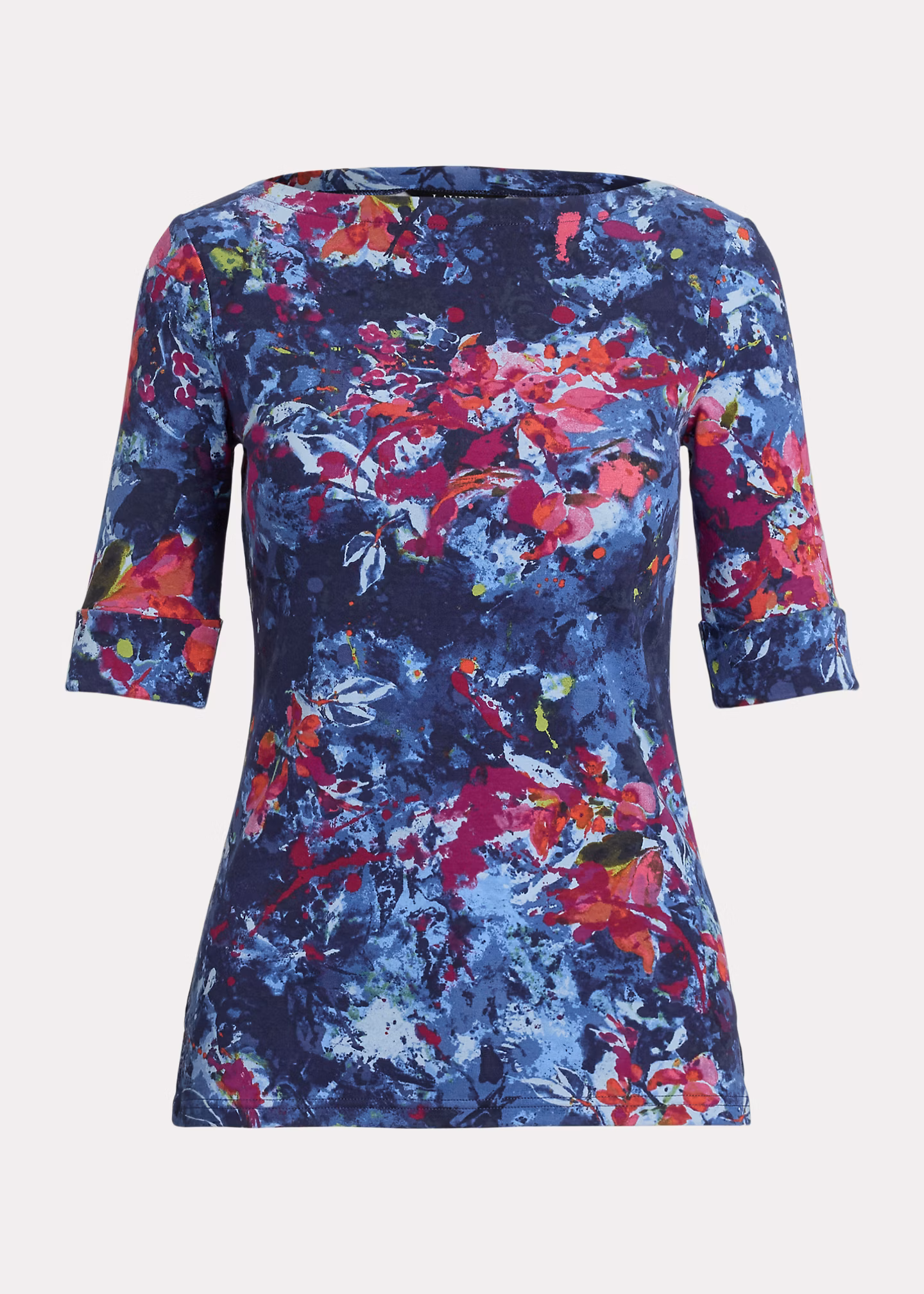 Baumwoll-T-Shirt mit U-Boot-Ausschnitt - RALPH LAUREN OUTLET