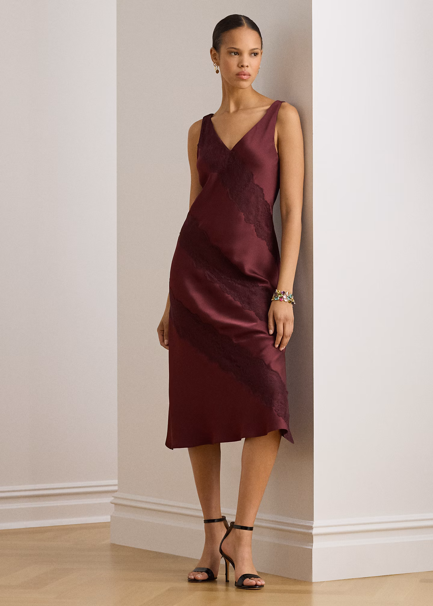Charmeuse-Cocktailkleid mit Spitze - RALPH LAUREN OUTLET