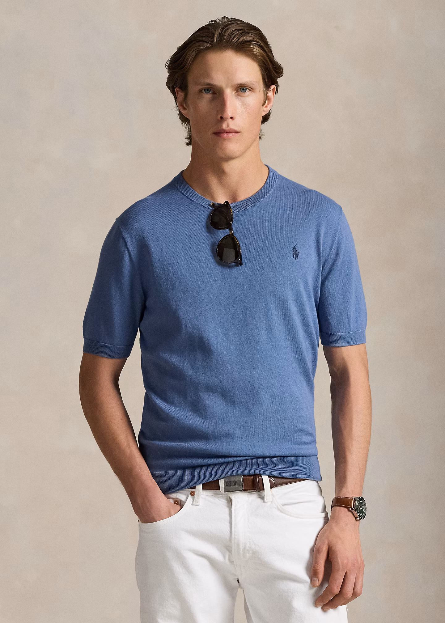 Rundhals-Kurzarmpullover aus Baumwolle - RALPH LAUREN OUTLET