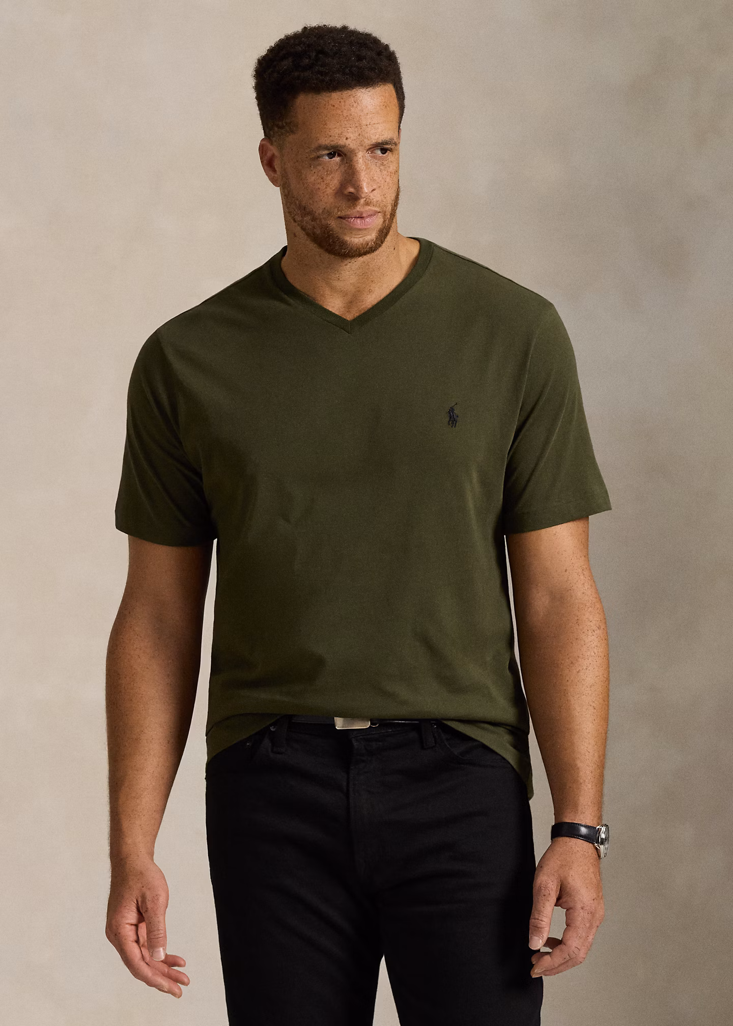 Jersey-T-Shirt mit V-Ausschnitt - RALPH LAUREN OUTLET