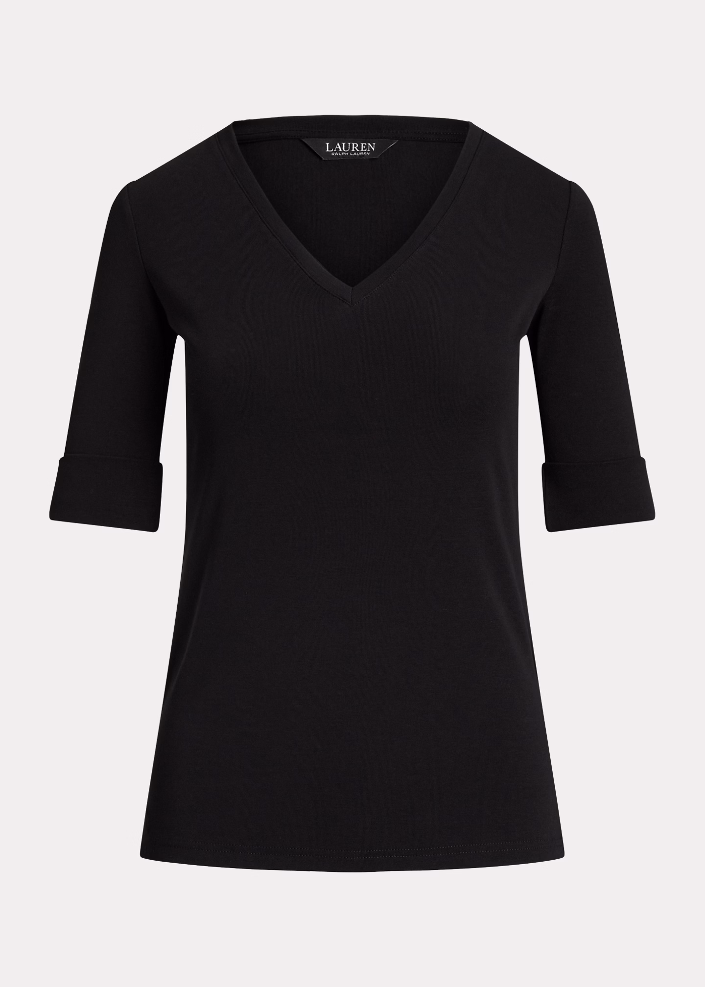 Baumwollstretch-T-Shirt mit V-Ausschnitt - RALPH LAUREN OUTLET