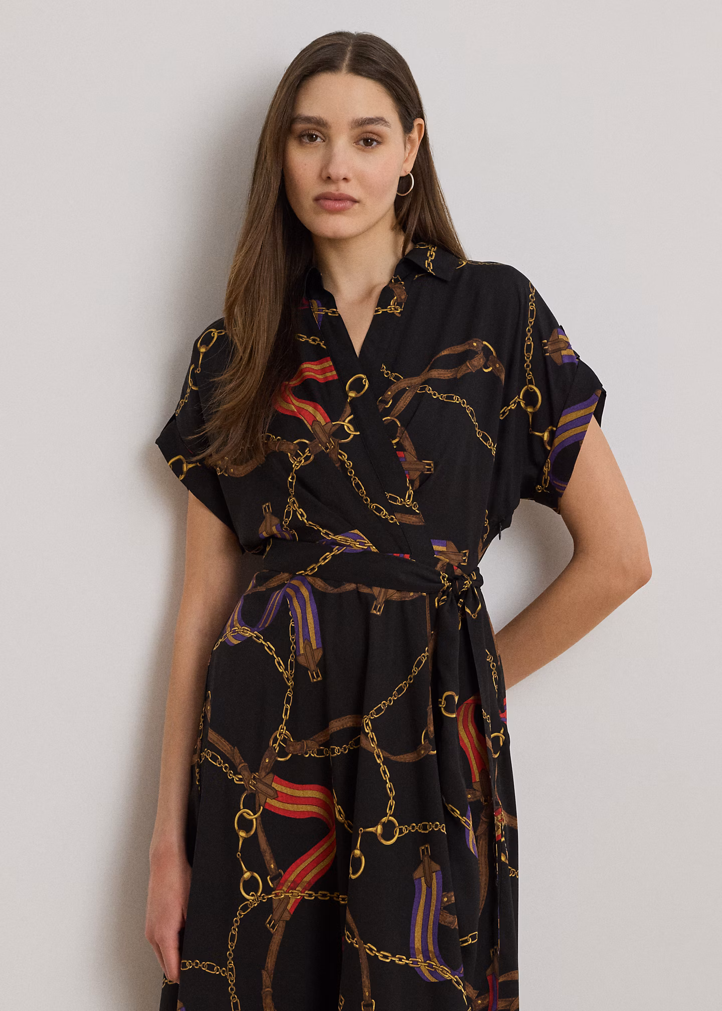 Crêpekleid mit Gürtel und Gürteldruck - RALPH LAUREN OUTLET