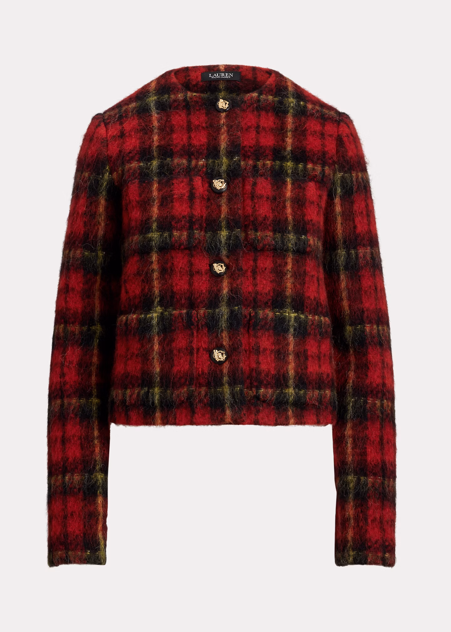Plaid Mohair Cropped Jacket - RALPH LAUREN OUTLET