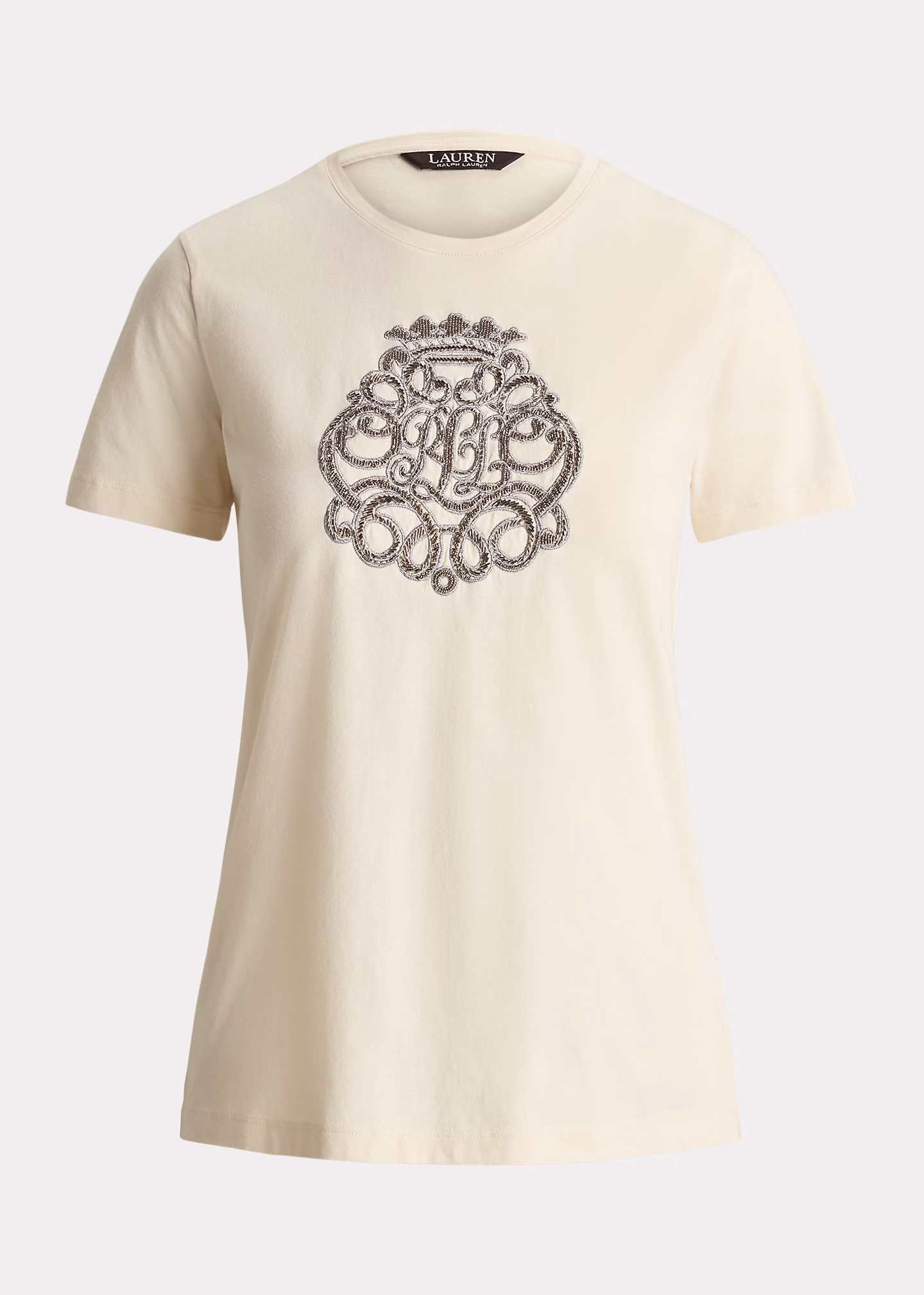 Baumwolljersey-T-Shirt mit Perlenwappen - RALPH LAUREN OUTLET