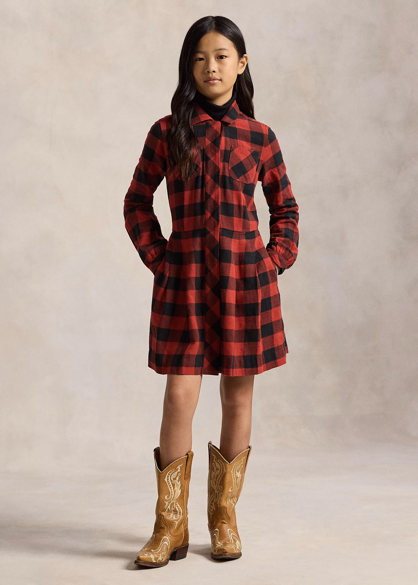 Baumwolltwill-Kleid mit Buffalo-Karo - RALPH LAUREN OUTLET