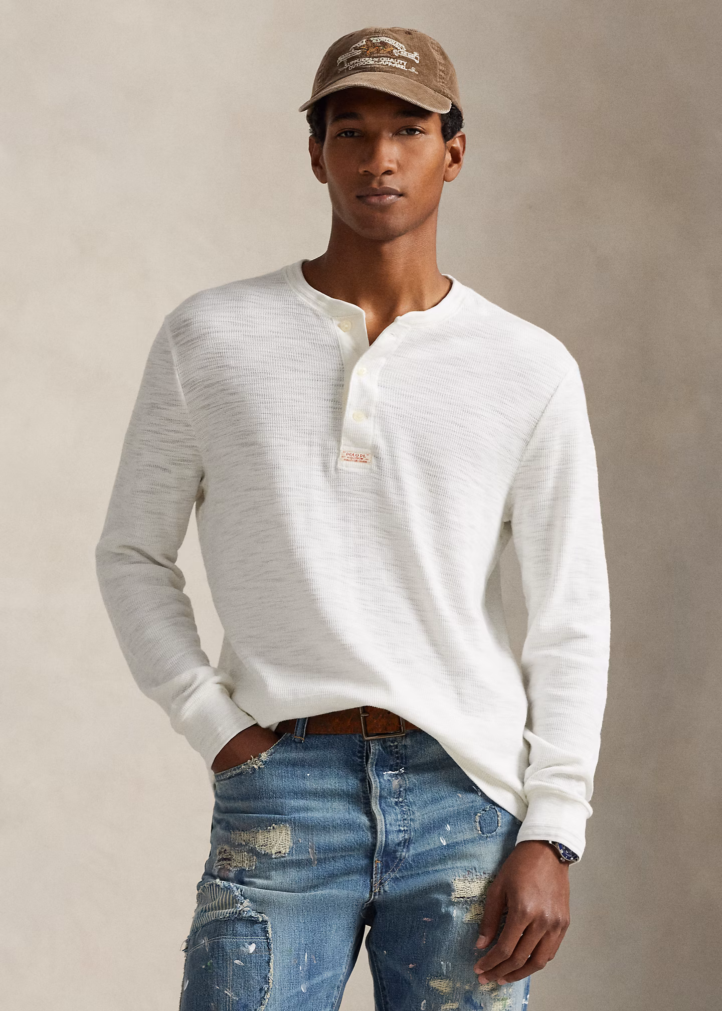 Strukturiertes Waffelpiqué-Henley-Hemd - RALPH LAUREN OUTLET