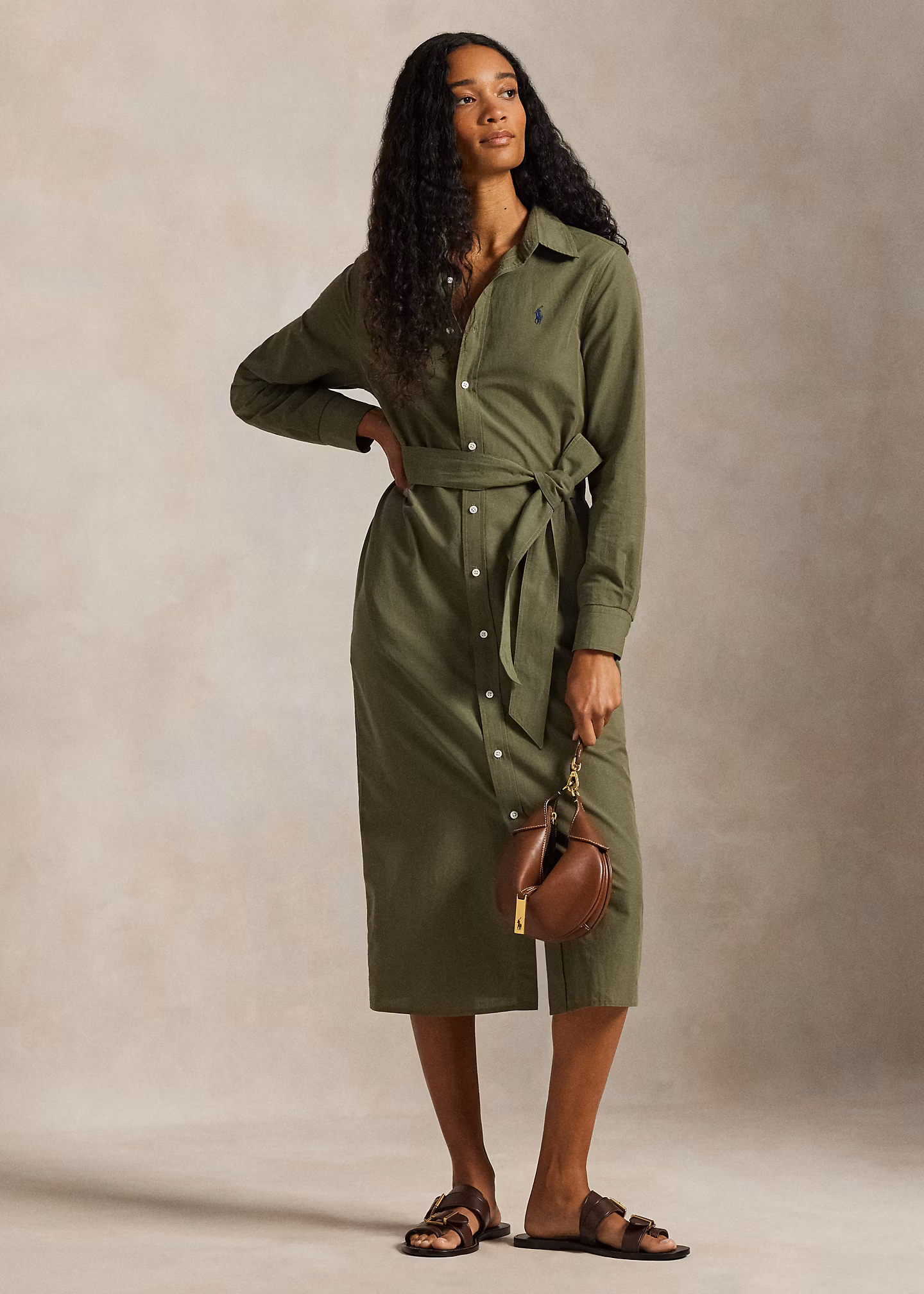 Baumwoll-Leinen-Hemdkleid mit Gürtel - RALPH LAUREN OUTLET