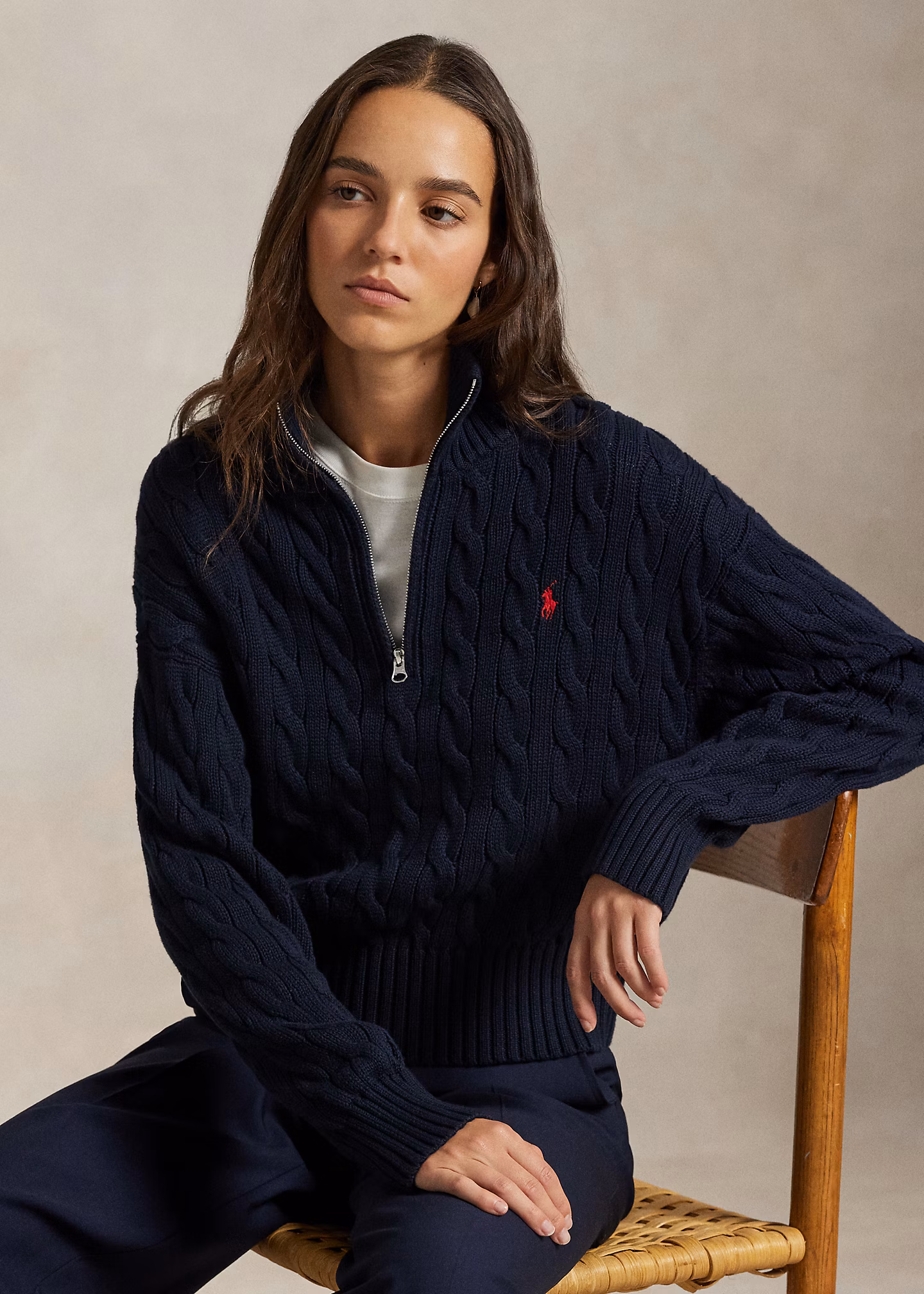 Baumwollpullover mit Zopfmuster - RALPH LAUREN OUTLET
