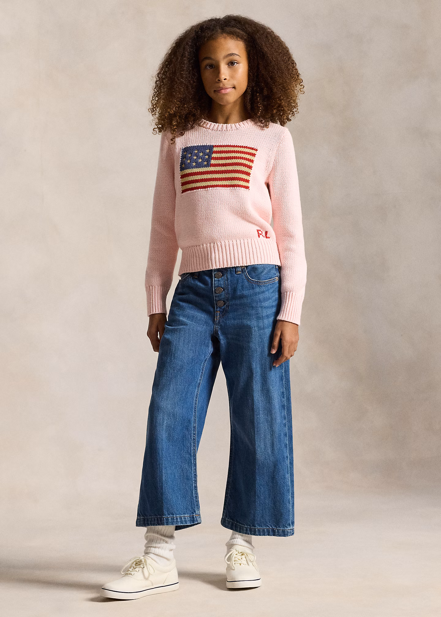 Baumwoll-Rundhalspullover mit US-Flagge - RALPH LAUREN OUTLET