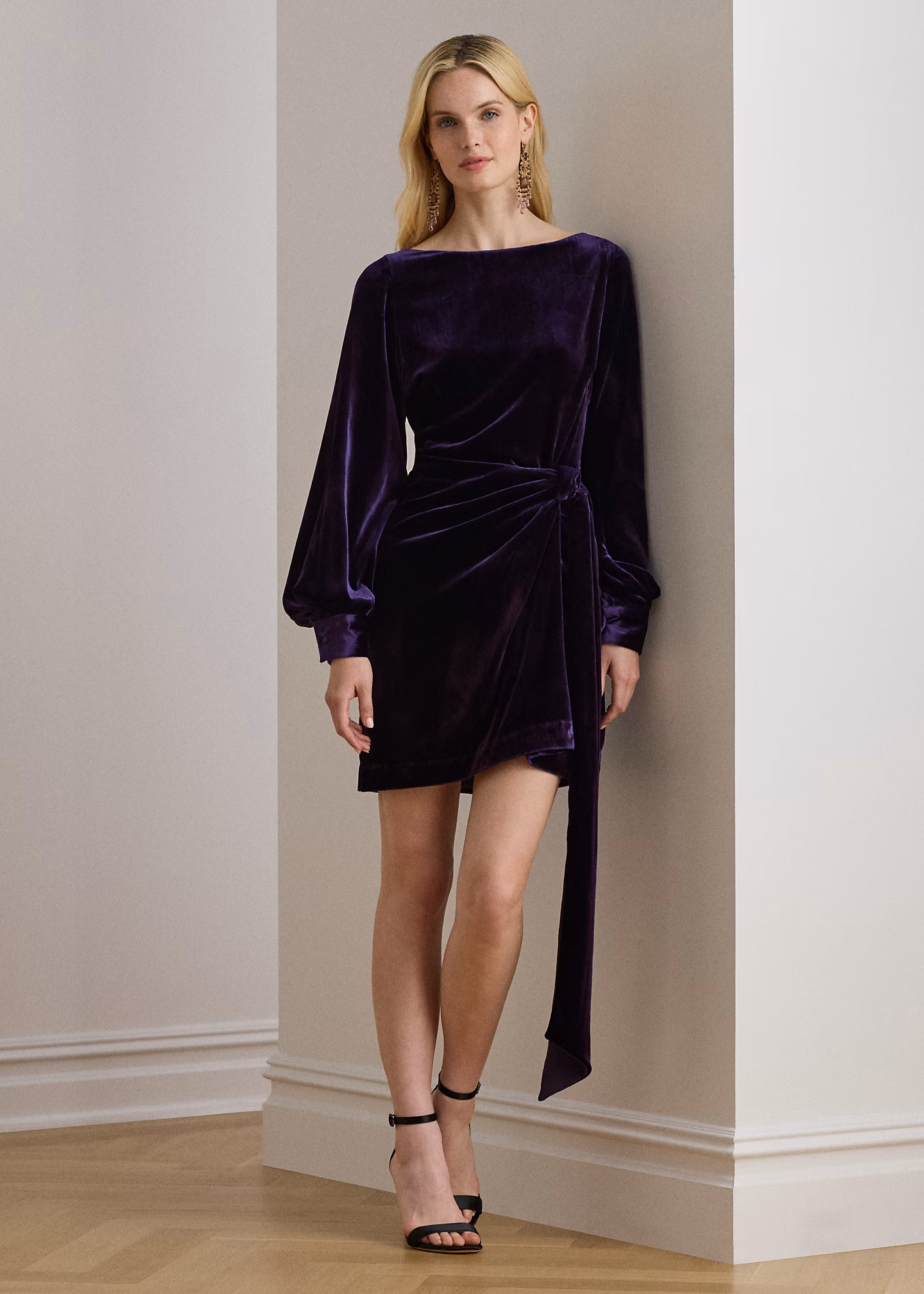 Samt-Cocktailkleid mit Bindedetail - RALPH LAUREN OUTLET