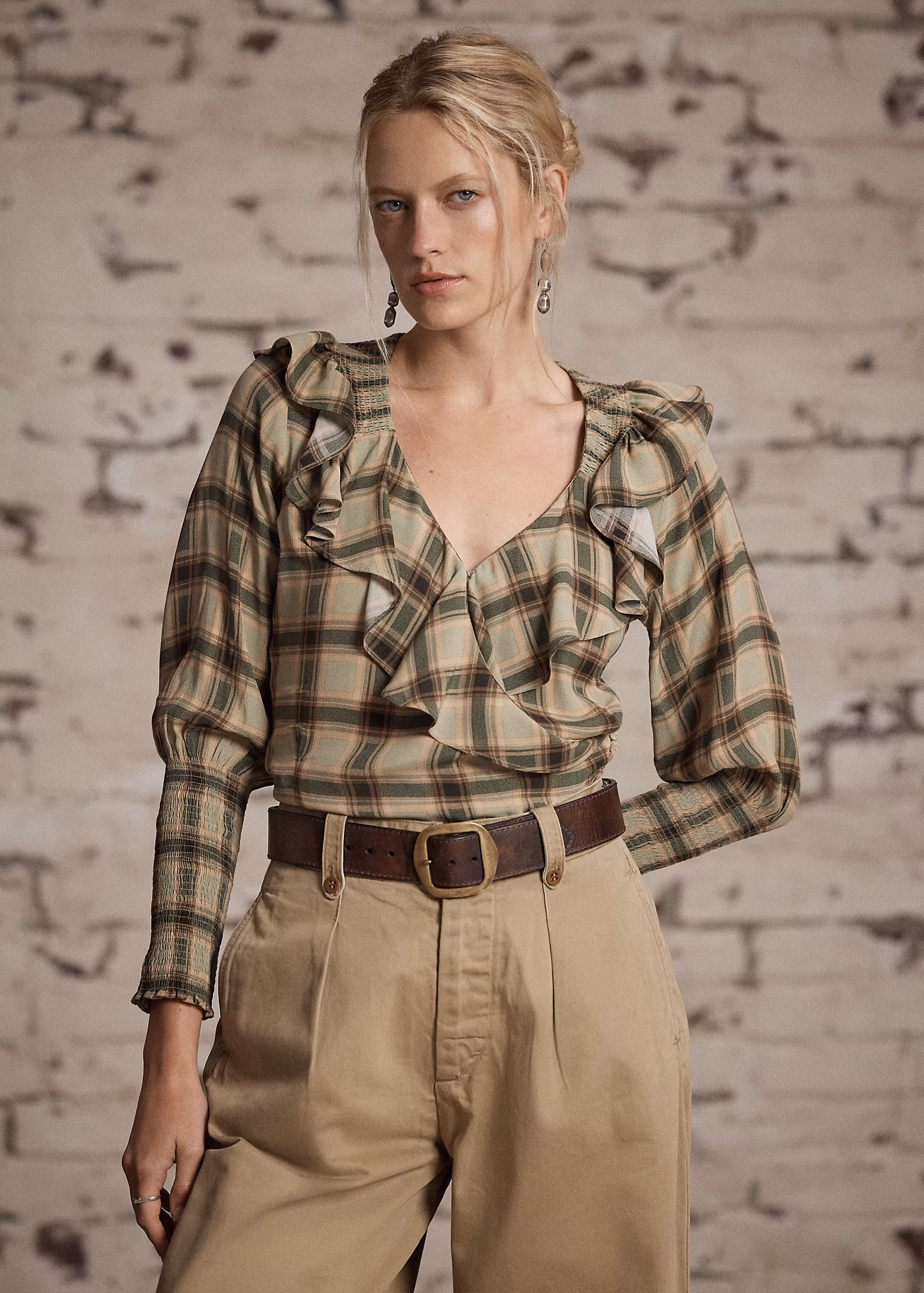 Marocain-Bluse mit Ombré-Karomuster - RALPH LAUREN OUTLET