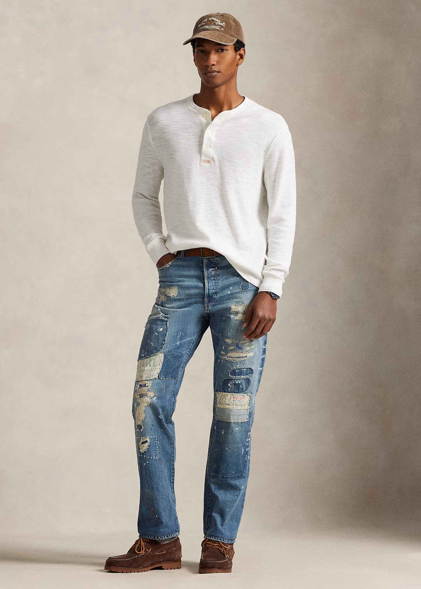 Strukturiertes Waffelpiqué-Henley-Hemd - RALPH LAUREN OUTLET