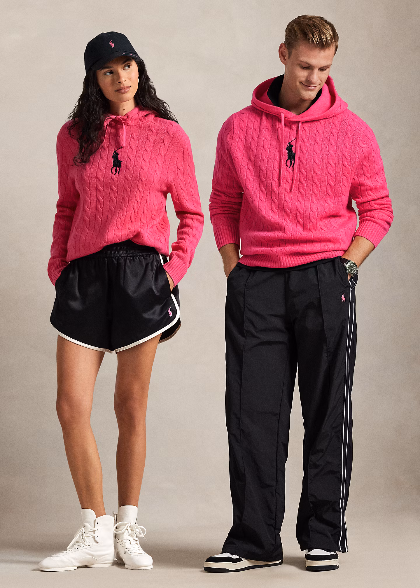 Hoodie mit Zopfmuster und Pink Pony - RALPH LAUREN OUTLET