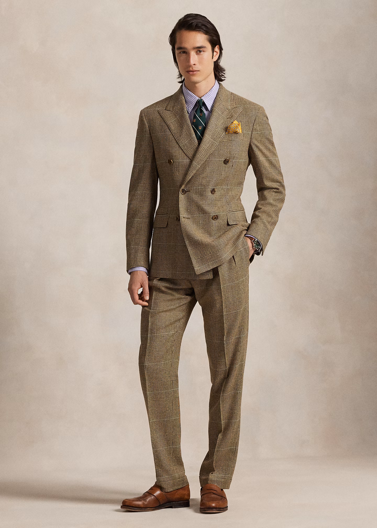 Glencheck-Anzughose mit Bundfalten - RALPH LAUREN OUTLET