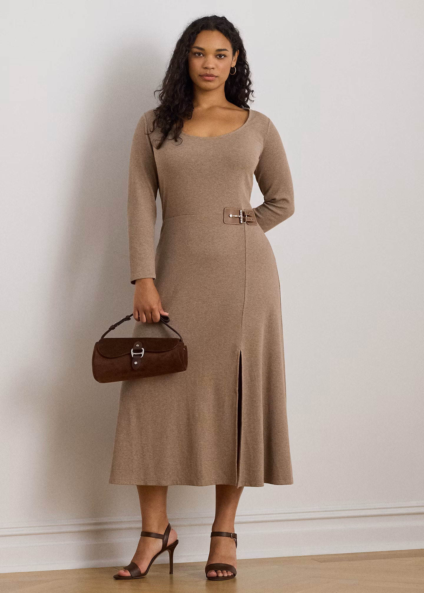 Geripptes Midikleid mit Schnalle - RALPH LAUREN OUTLET