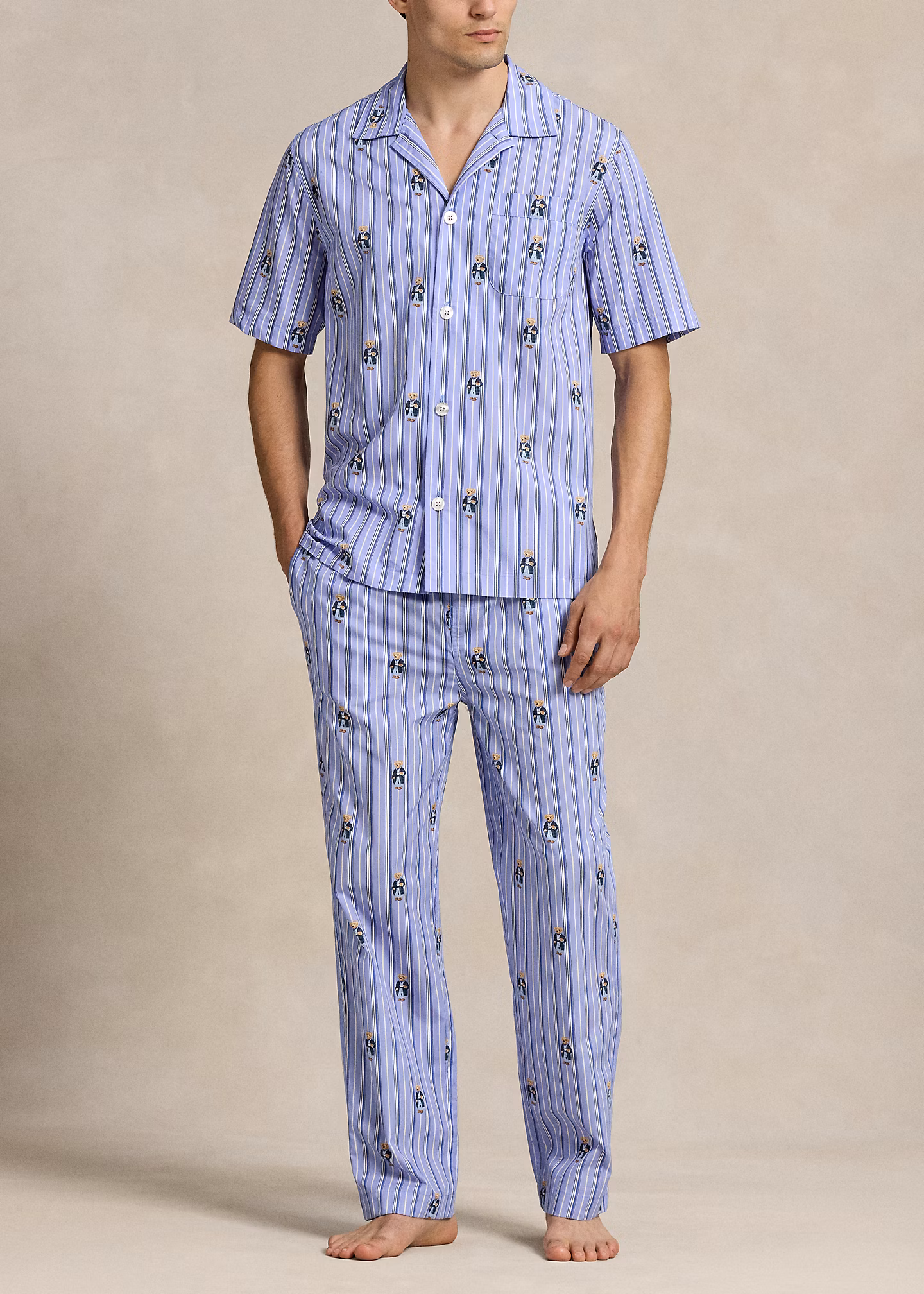 Gestreiftes Pyjamahemd mit Polo Bear - RALPH LAUREN OUTLET